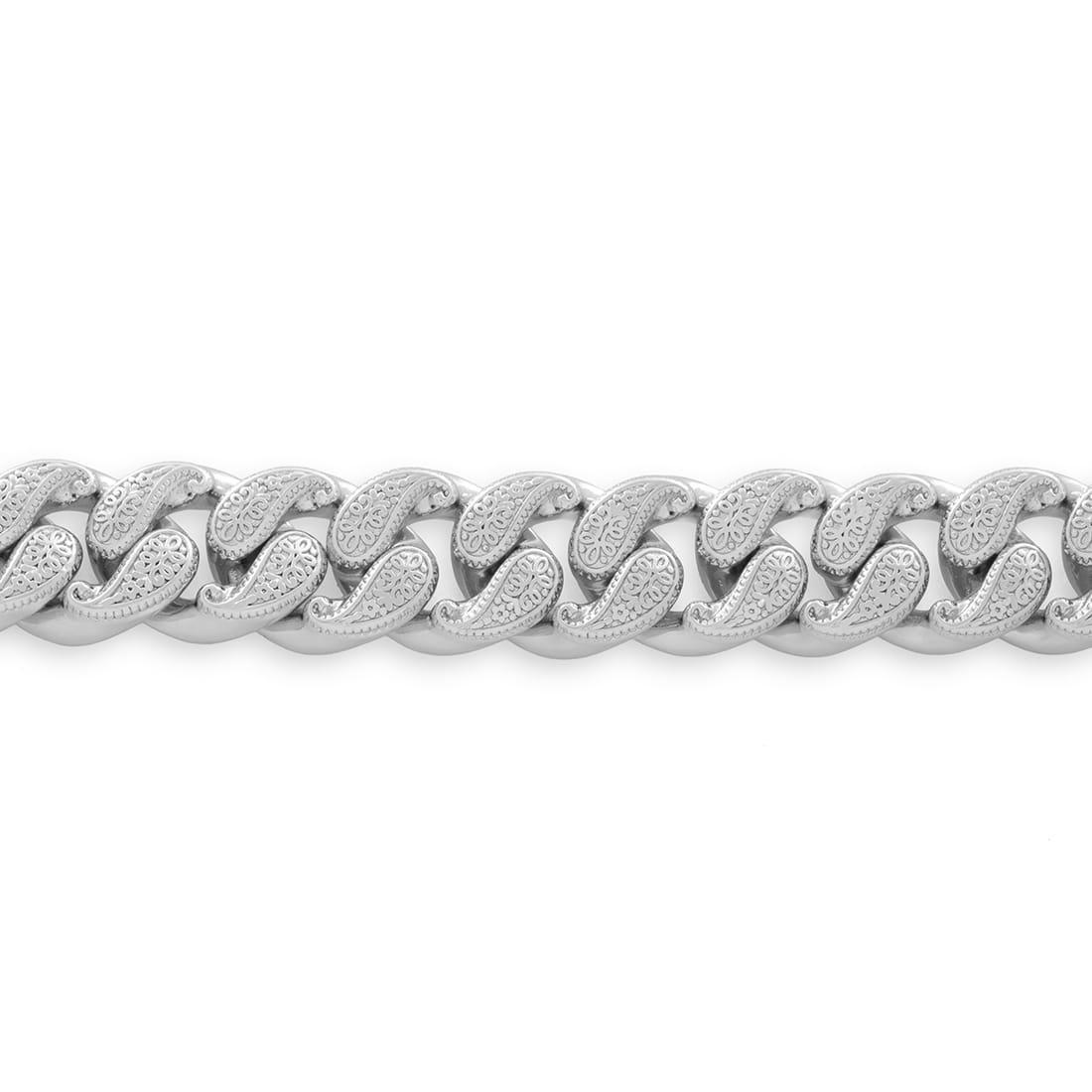 King Ice 12MM Filigree Miami Cuban Link Chain - White Gold - WHITE GOLD