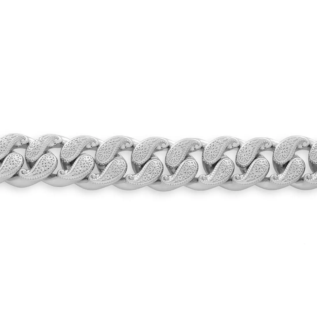 King Ice 12MM Filigree Miami Cuban Link Chain - White Gold - WHITE GOLD