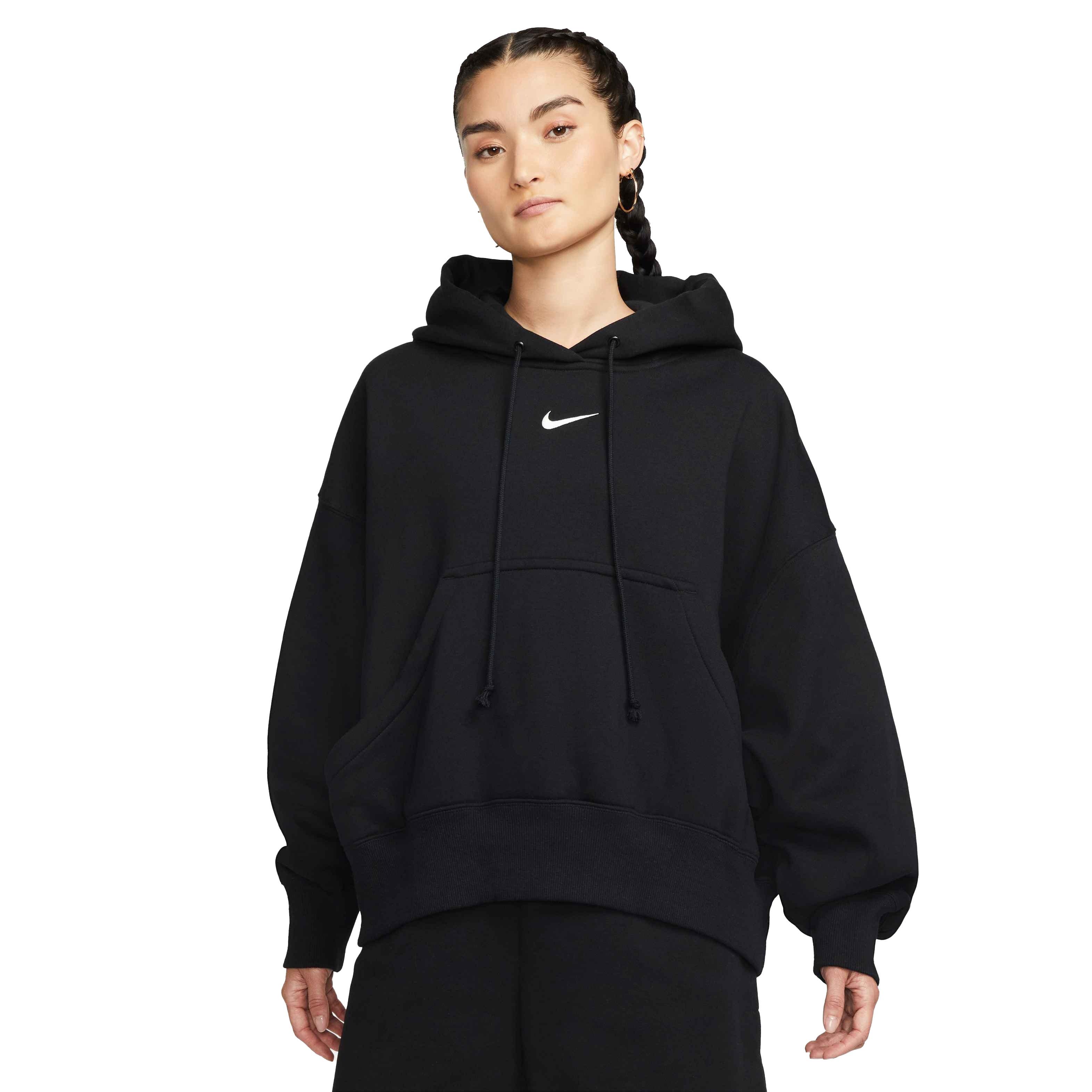 Nike Women's Sportswear Phoenix Fleece Over-Oversized Pullover Hoodie - BLACK Thumbnail View 1
