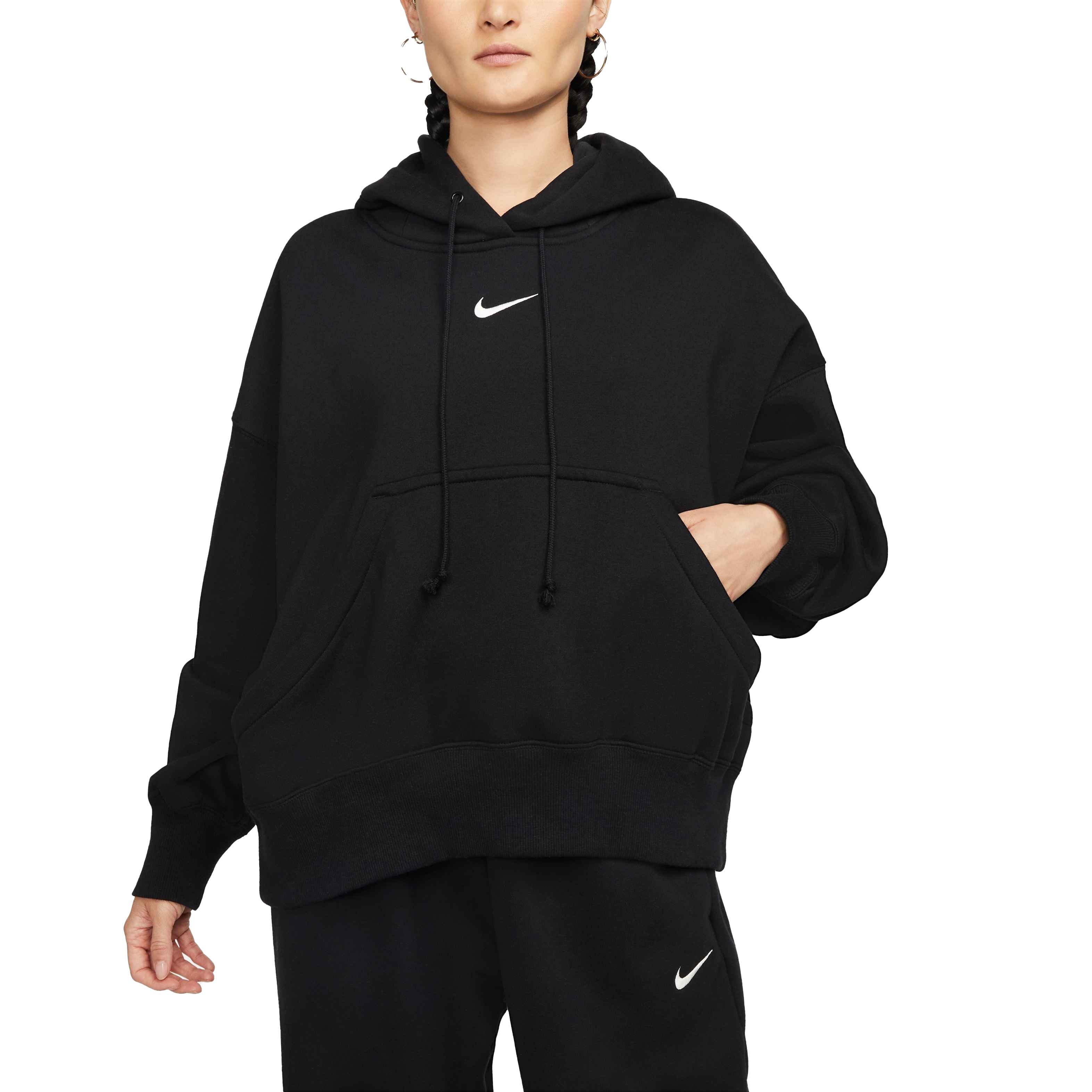 Nike Women's Sportswear Phoenix Fleece Over-Oversized Pullover Hoodie - BLACK Thumbnail View 4