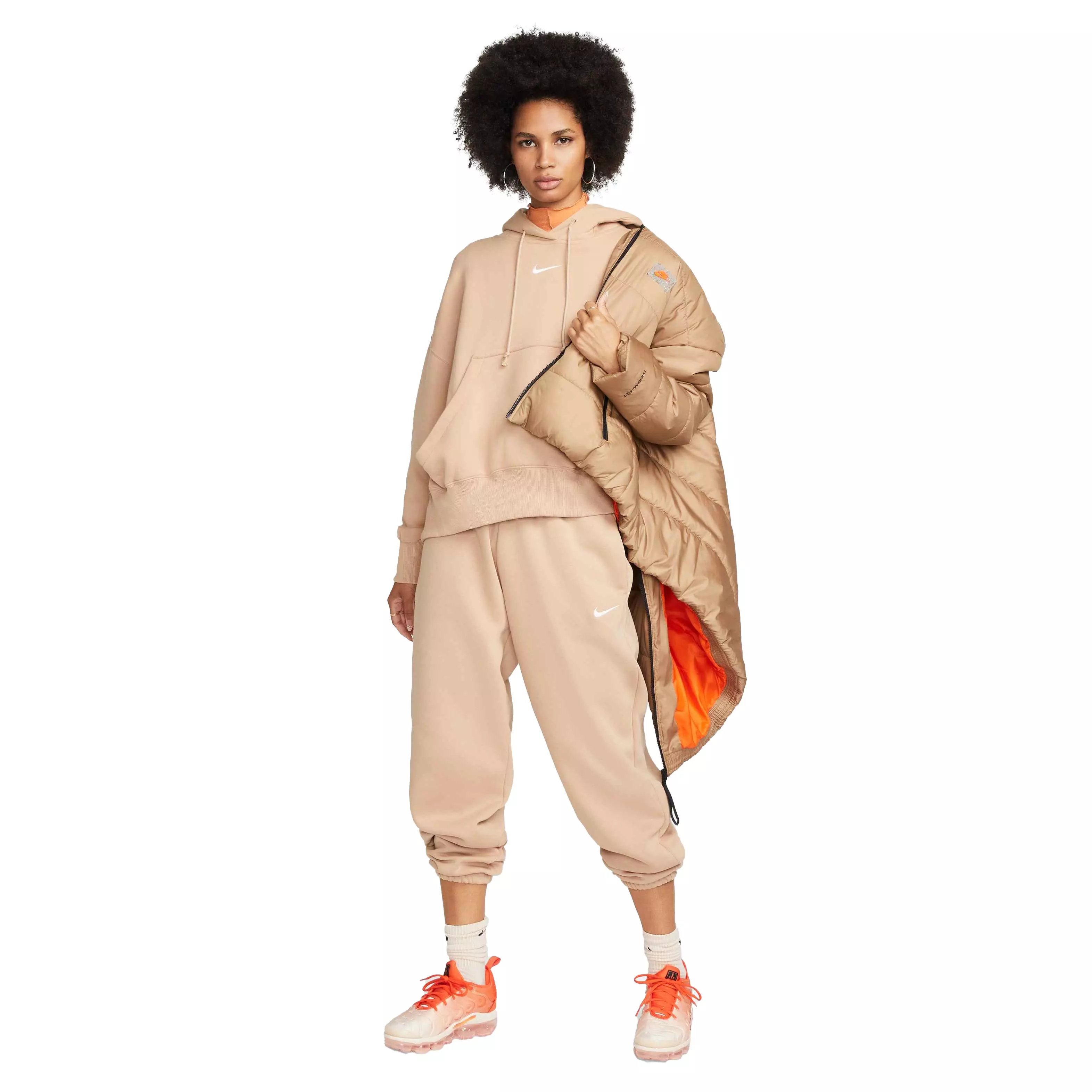 Nike Women's Sportswear Phoenix Fleece Over-Oversized Pullover Hoodie - BROWN