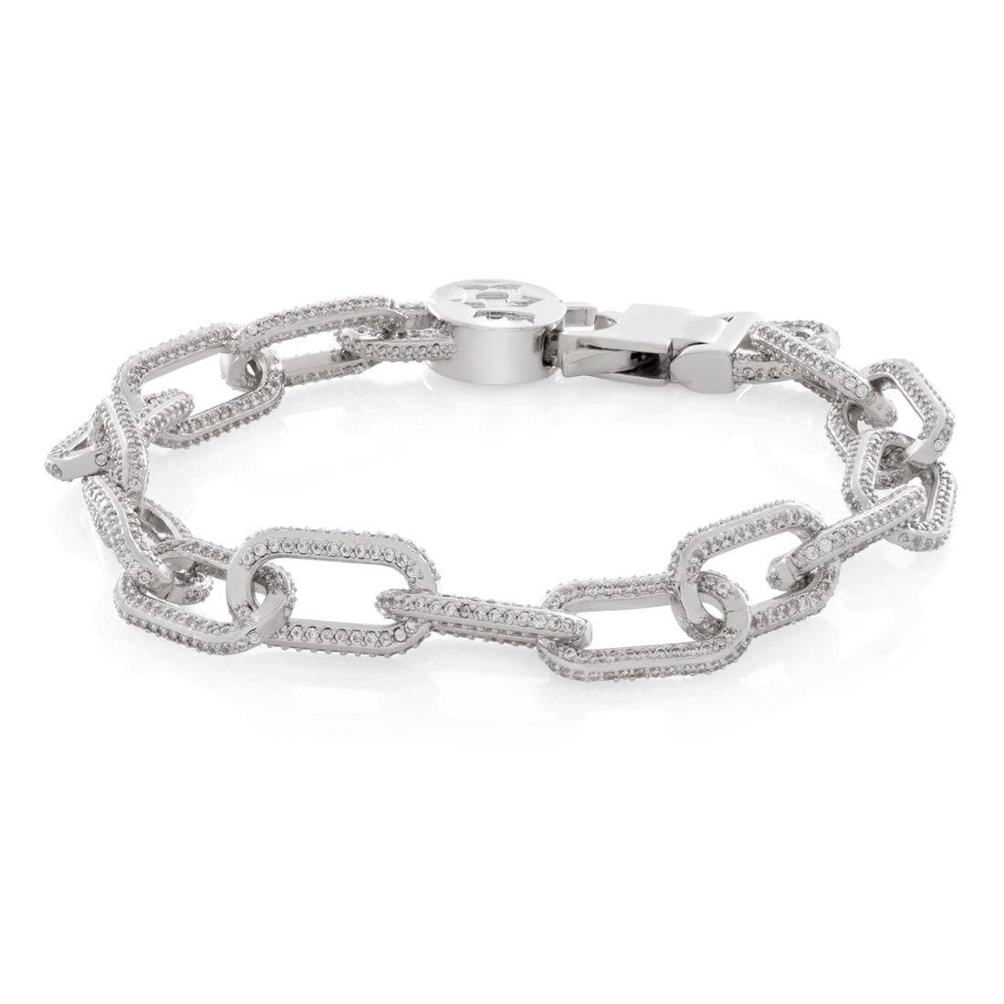 King Ice 5MM Iced Cable Link Bracelet - White Gold - WHITE GOLD