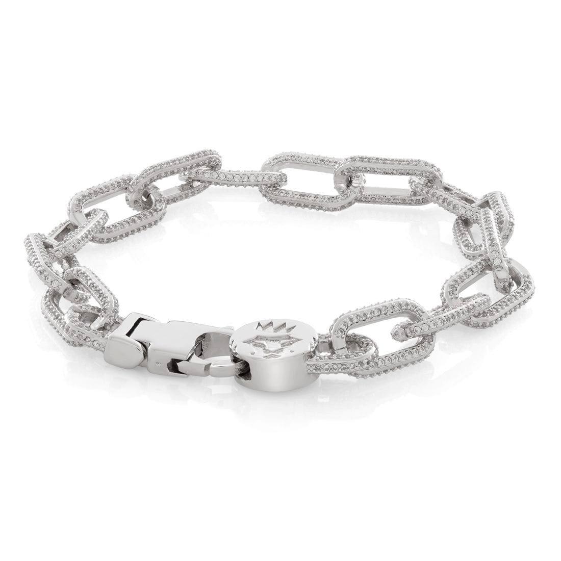 King Ice 5MM Iced Cable Link Bracelet - White Gold - WHITE GOLD
