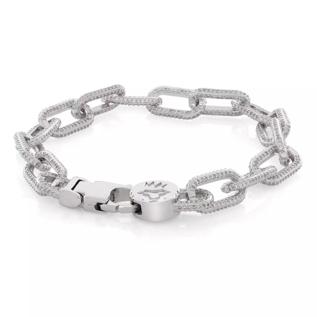 King Ice 5MM Iced Cable Link Bracelet - White Gold - WHITE GOLD