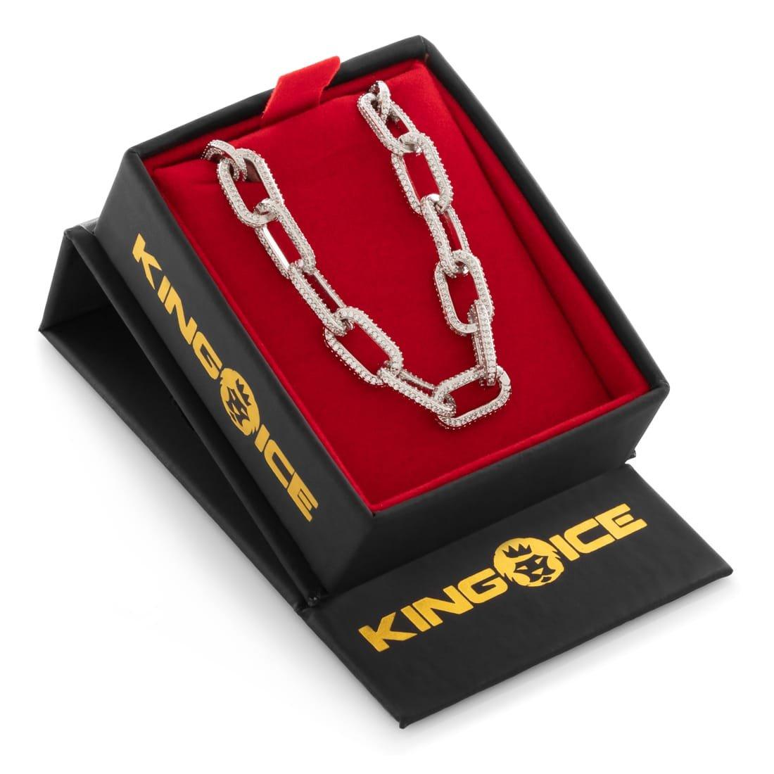 King Ice 5MM Iced Cable Link Bracelet - White Gold - WHITE GOLD