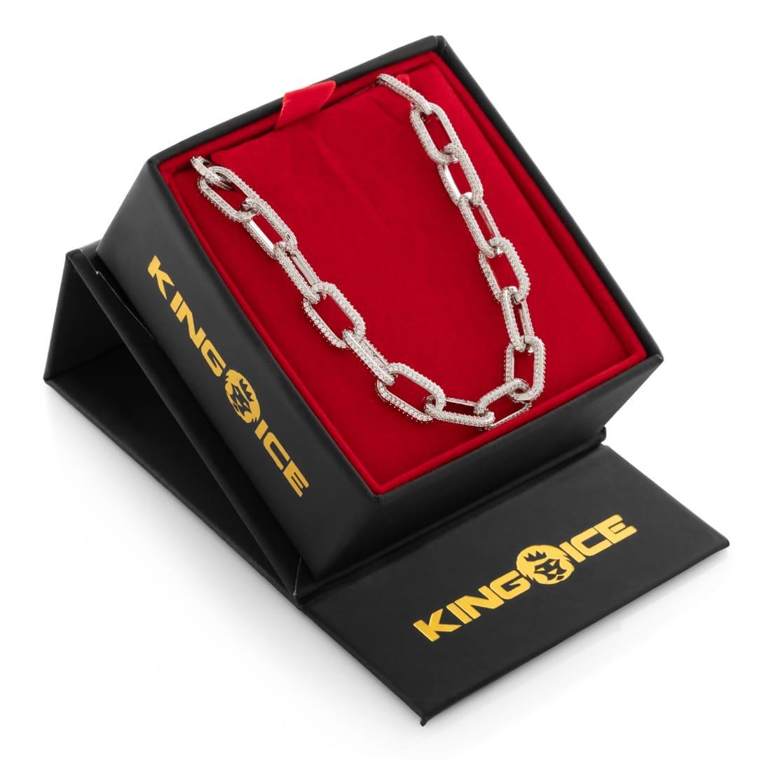King Ice 5MM Iced Cable Link Chain - White Gold - WHITE GOLD