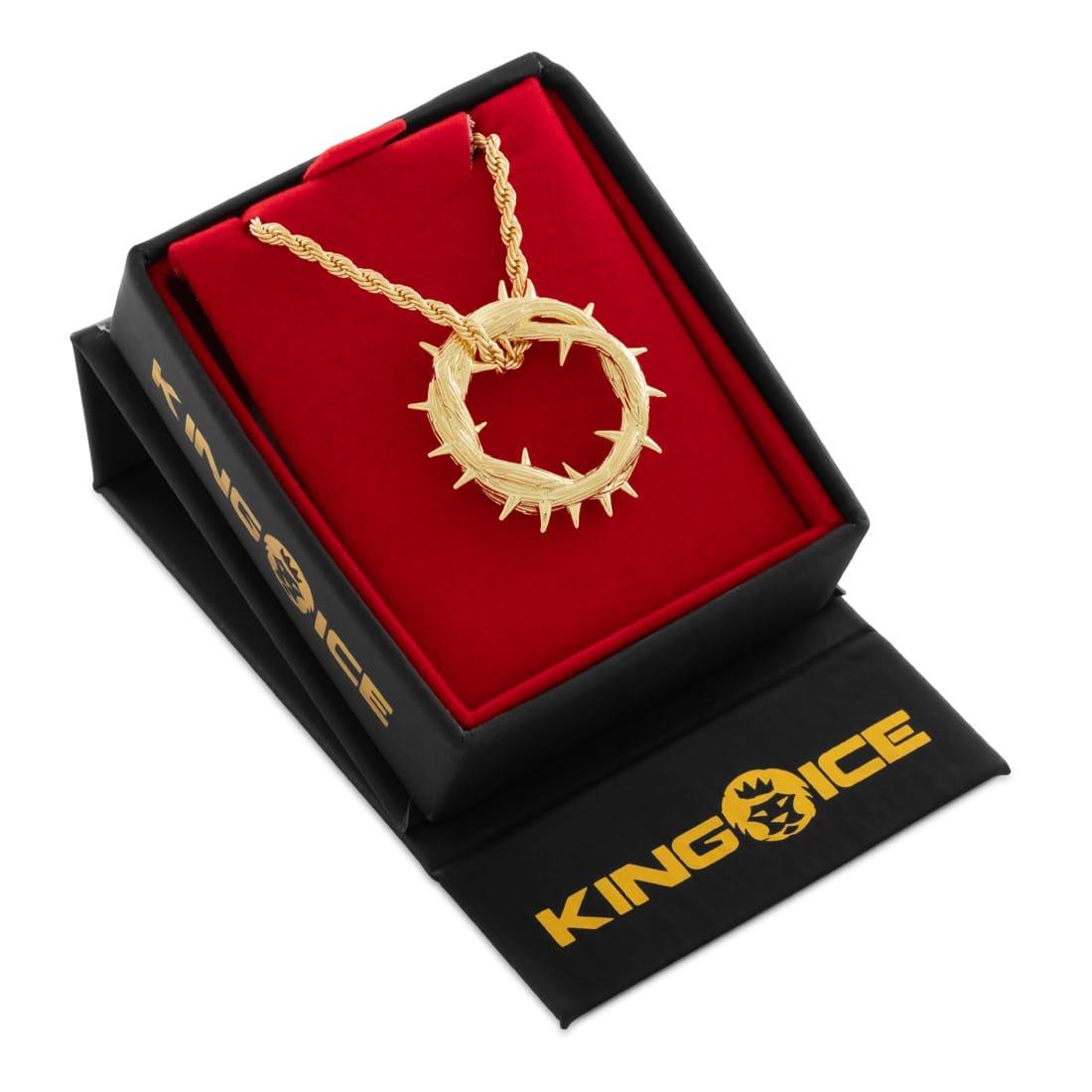 King Ice Crown of Thorns Necklace - Gold - GOLD