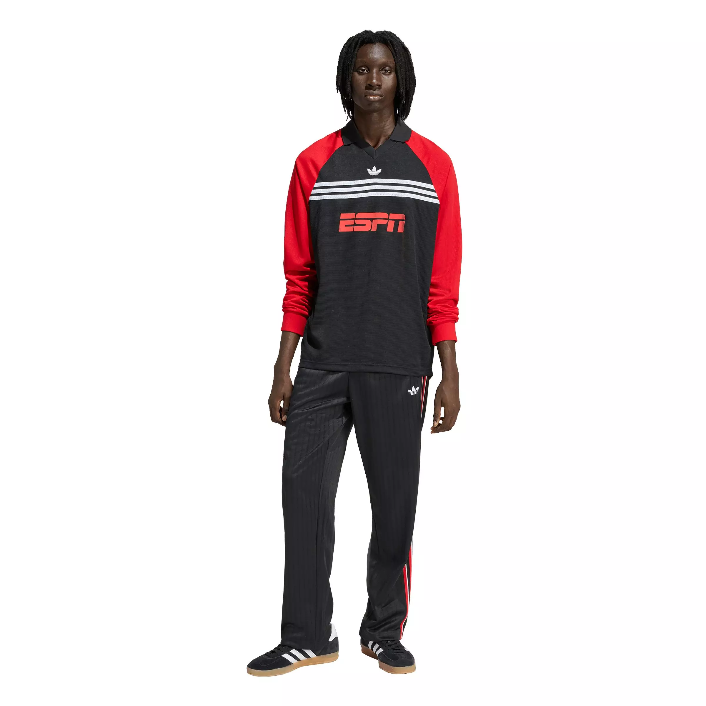 adidas Originals Men's Sponsored Archive Long-Sleeve Tee - Black/Red - BLACK/RED