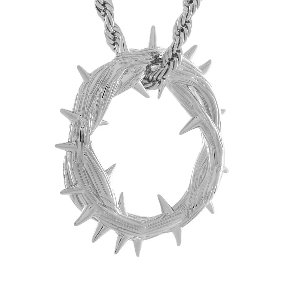 King Ice Crown of Thorns Necklace - White Gold - WHITE GOLD