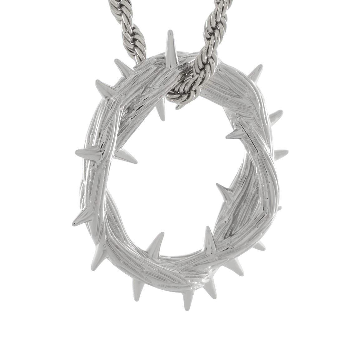 King Ice Crown of Thorns Necklace - White Gold - WHITE GOLD