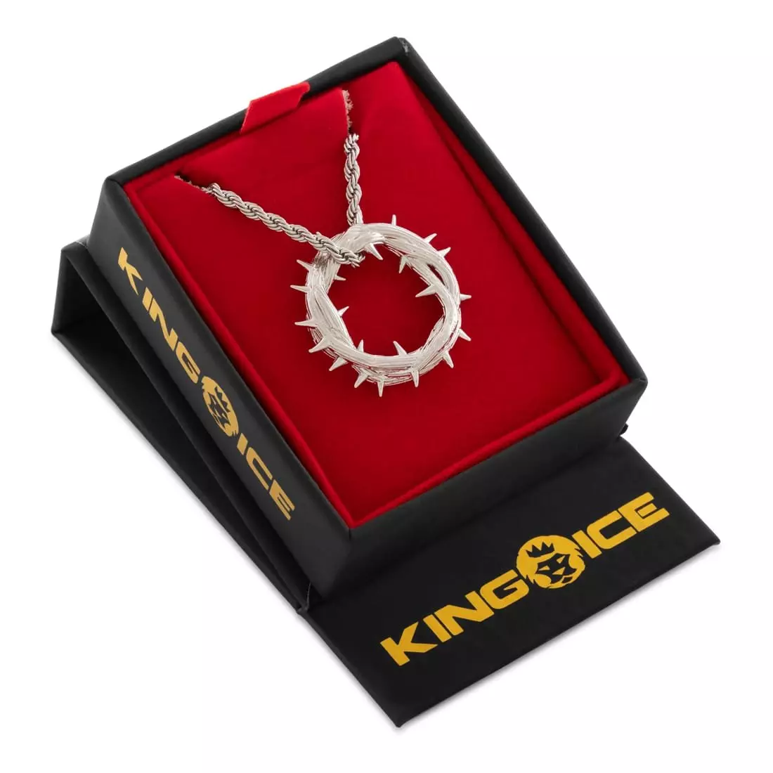 King Ice Crown of Thorns Necklace - White Gold - WHITE GOLD