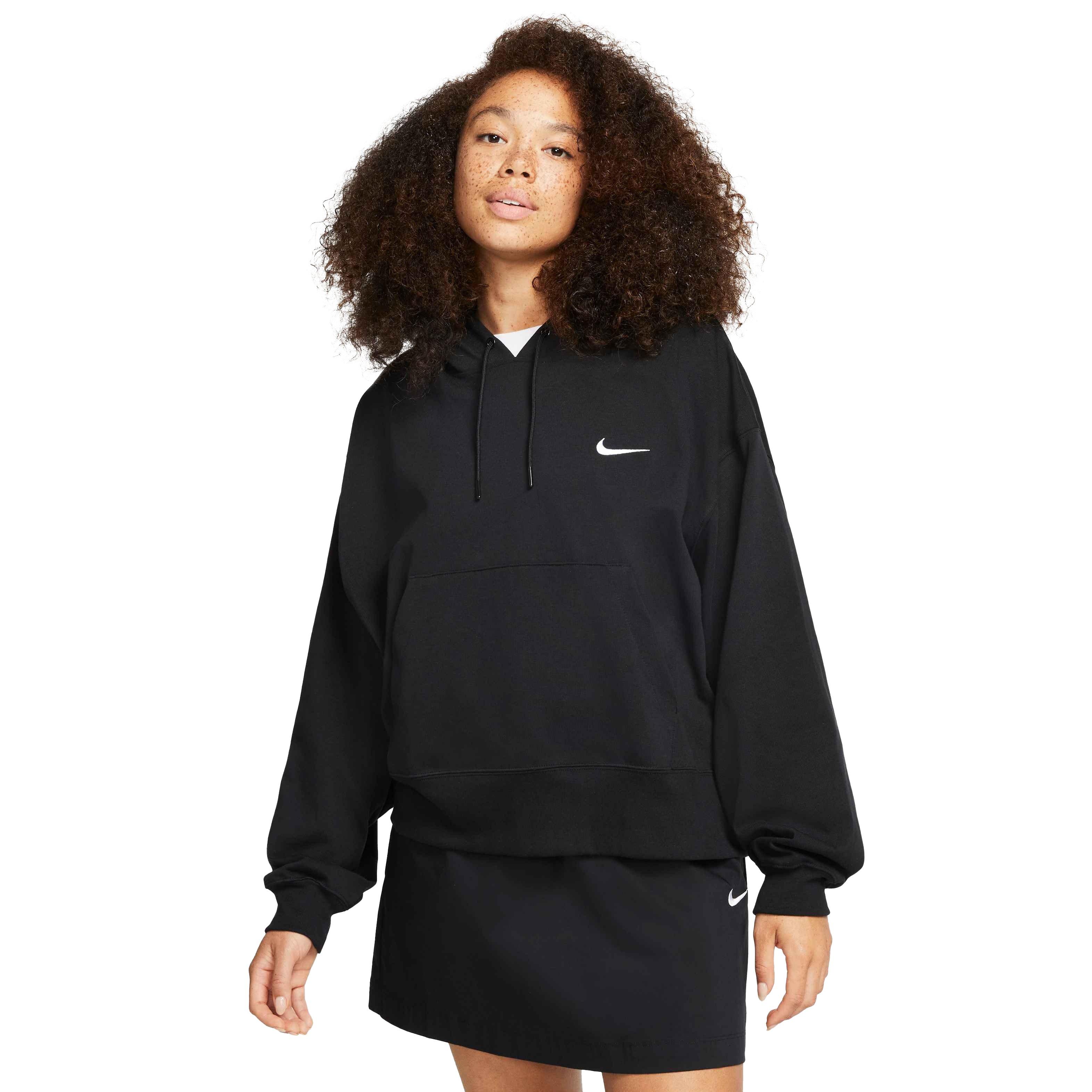 Nike Women's Sportswear Jersey Pullover Oversized Hoodie - BLACK Thumbnail View 1