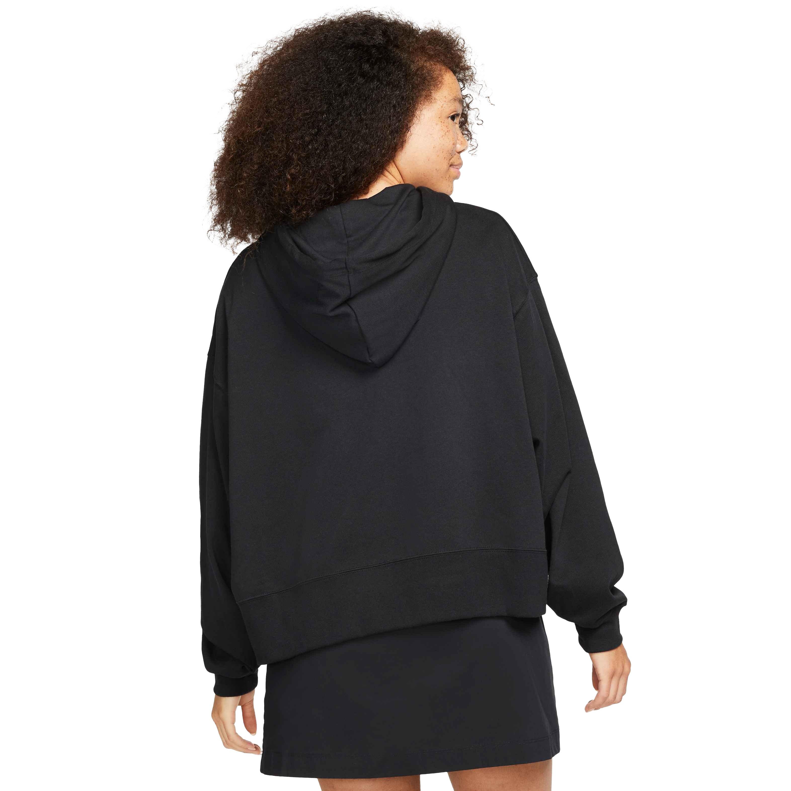 Nike Women's Sportswear Jersey Pullover Oversized Hoodie - BLACK Thumbnail View 2