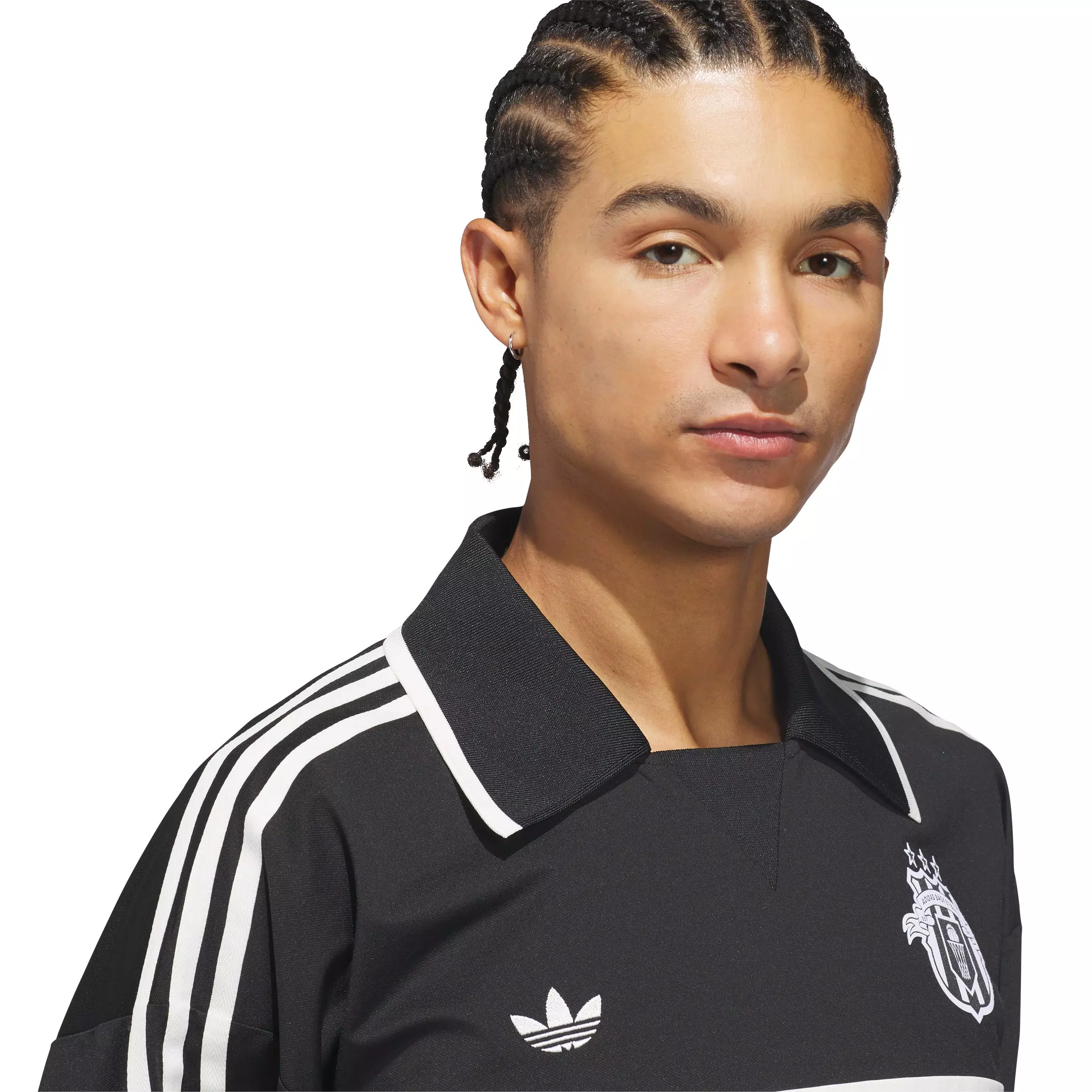 adidas Originals Adult Basketball Courtside Polo Shirt - Black - BLACK