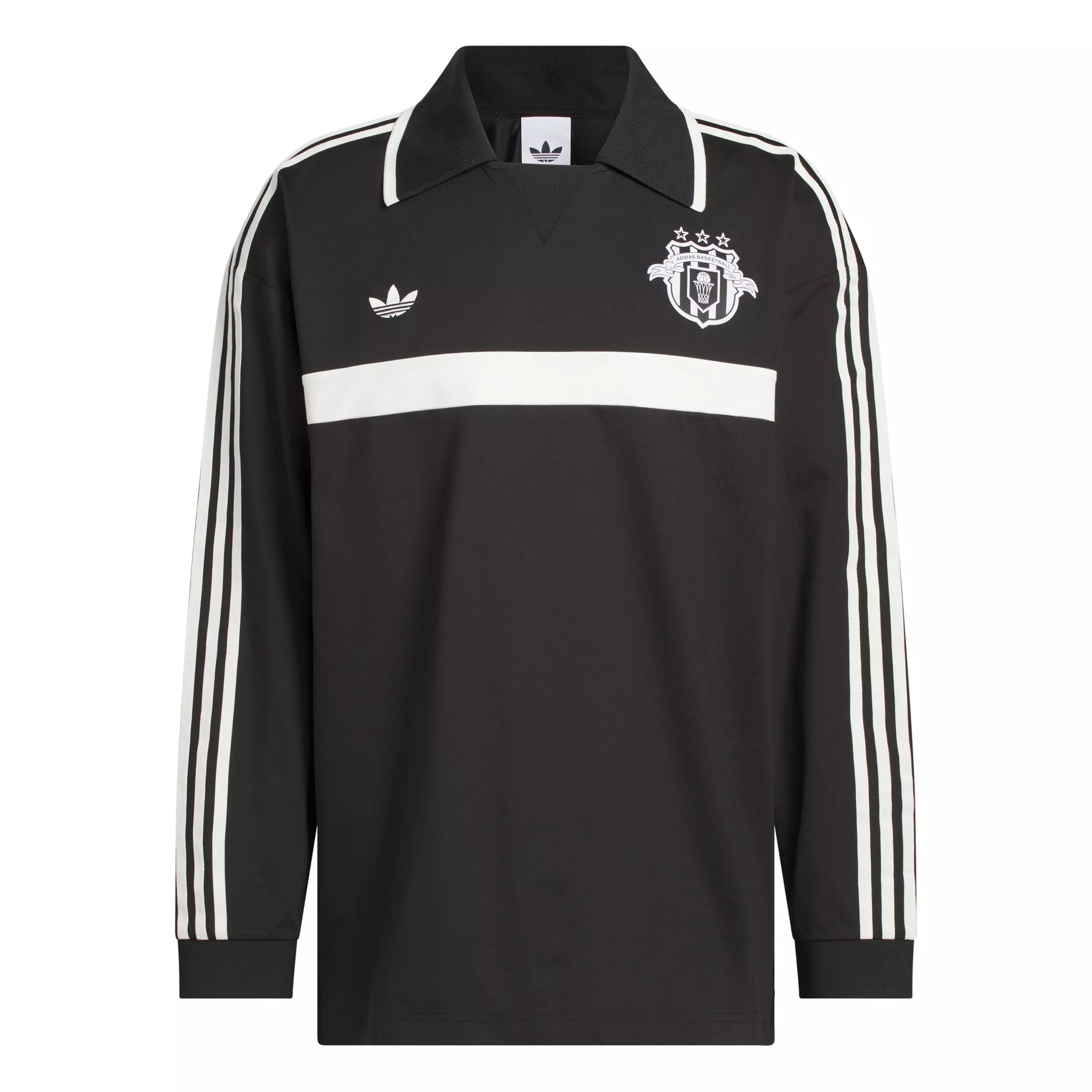 adidas Originals Adult Basketball Courtside Polo Shirt -Black - BLACK