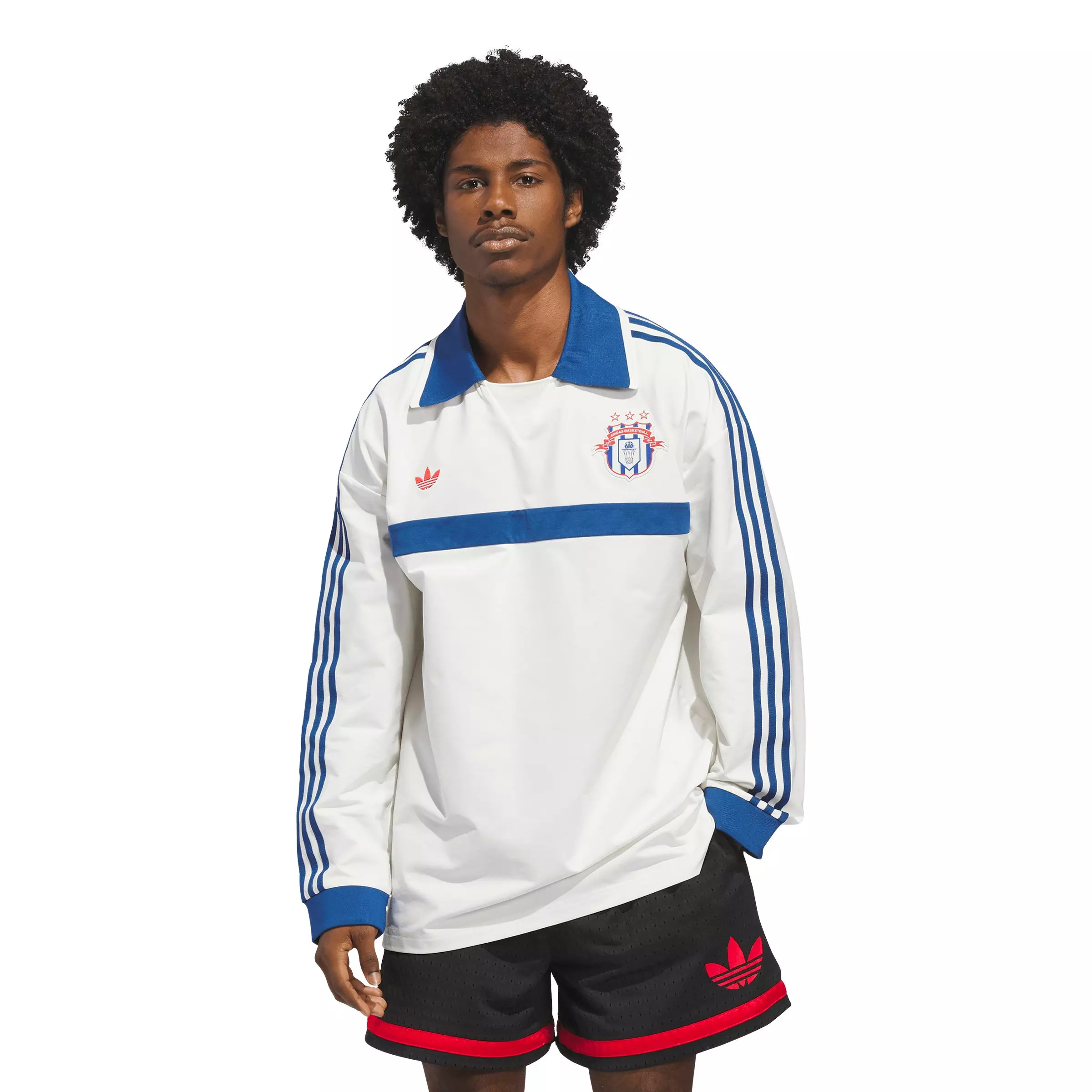 adidas Originals Adult Basketball Courtside Polo Shirt -Cream - CREAM