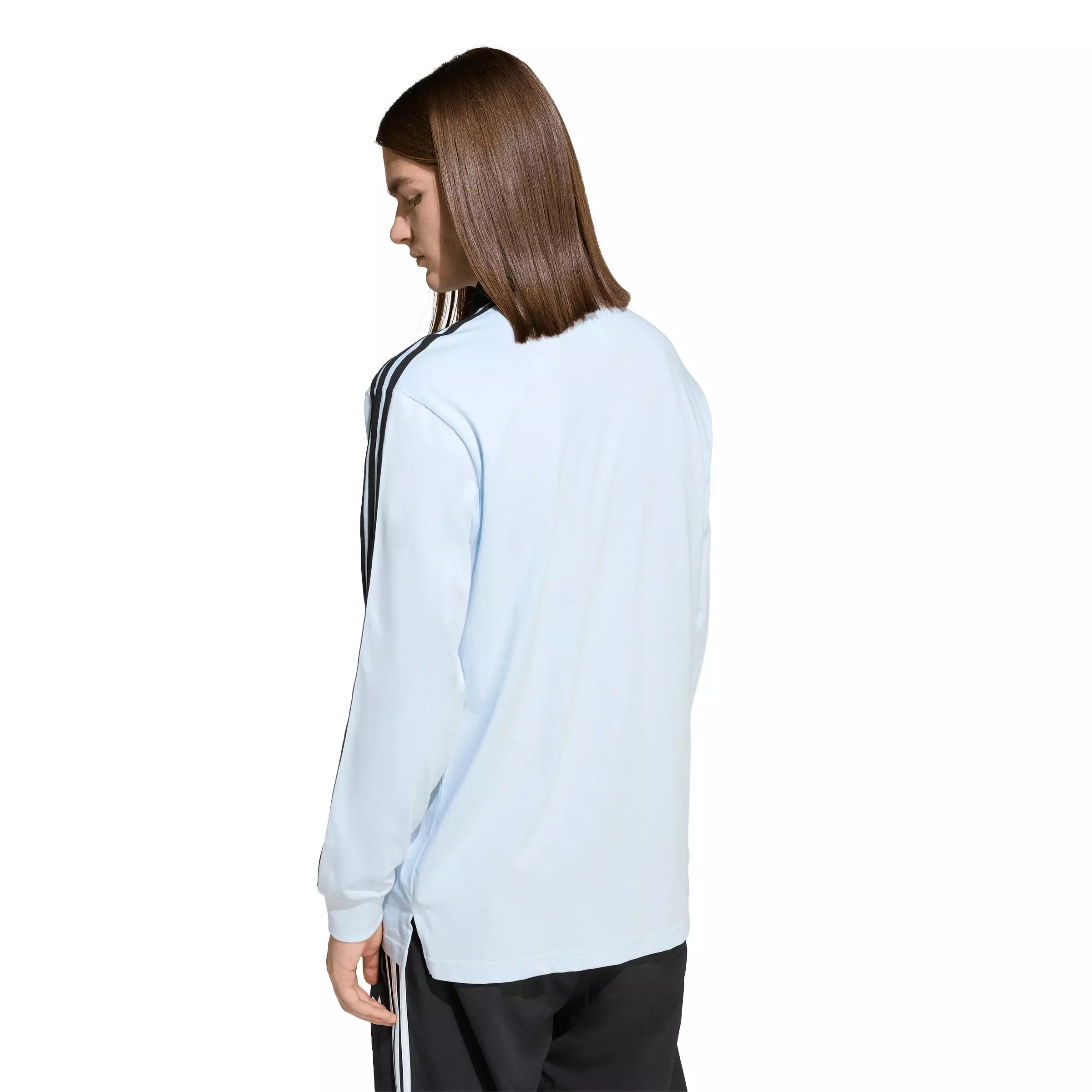 adidas Originals Men's 3-Stripes Rugby Long-Sleeve Polo - Lt Blue - LT BLUE