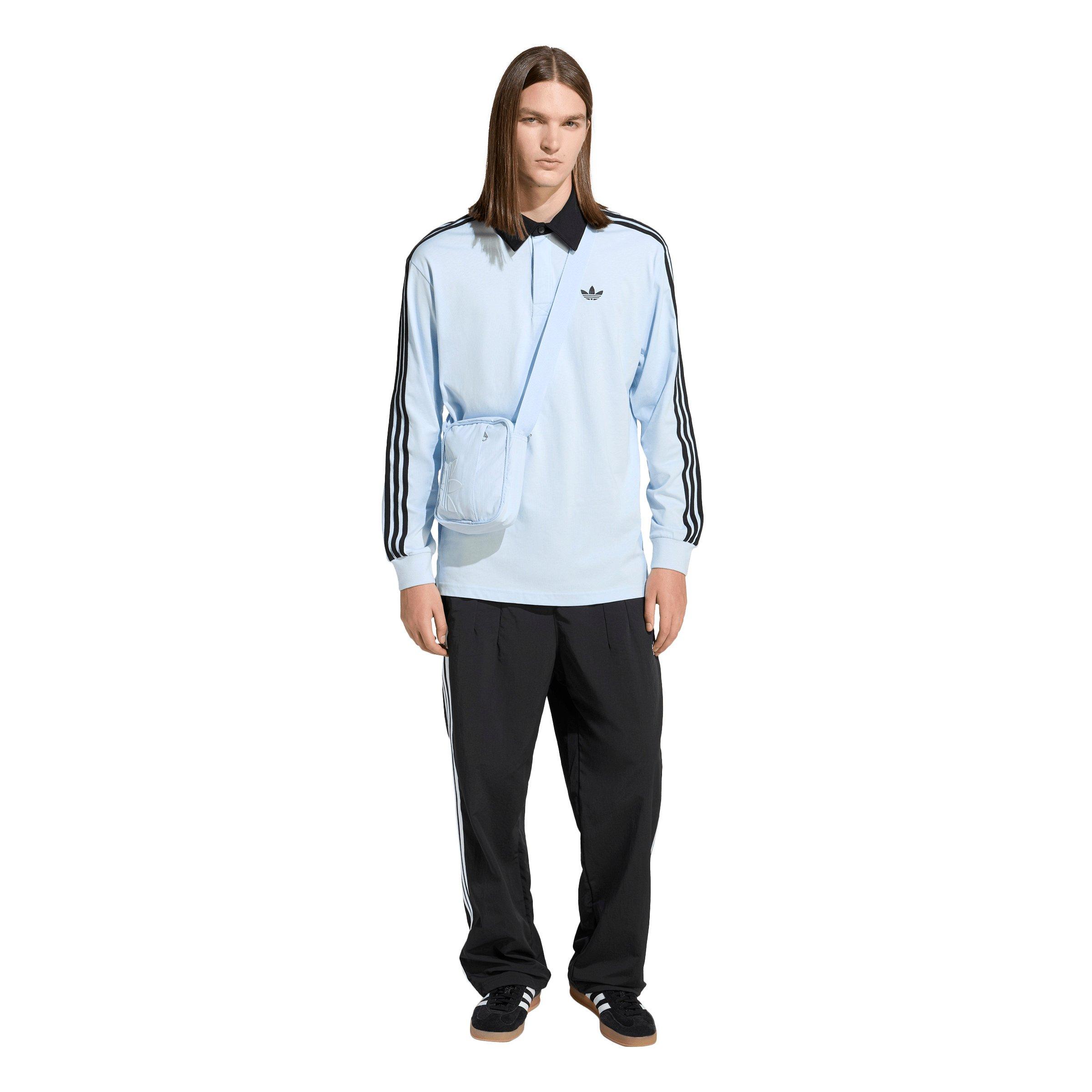adidas Originals Men's 3-Stripes Rugby Long-Sleeve Polo - Lt Blue - LT BLUE Thumbnail View 5