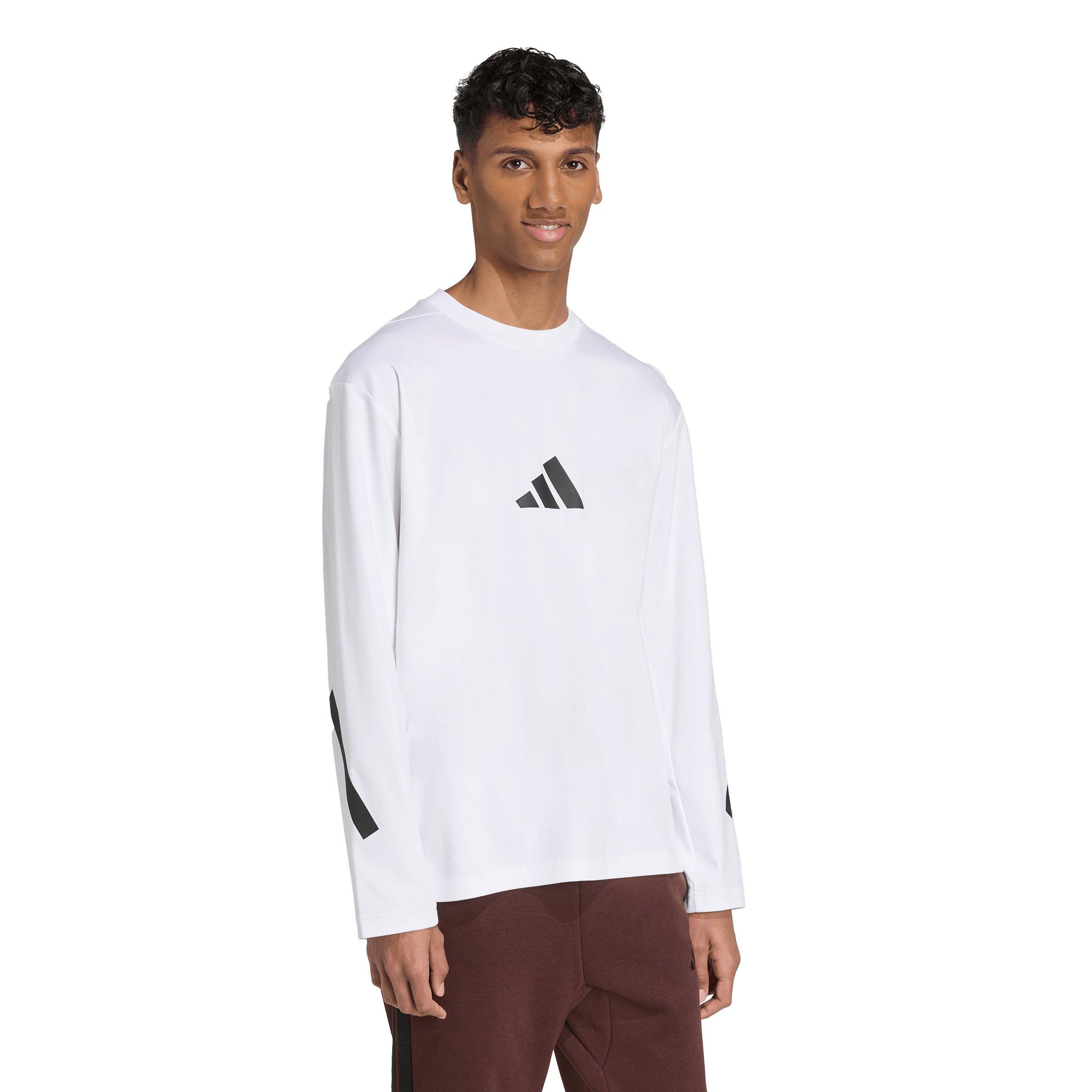 adidas Men's Sportswear Z.N.E. Long Sleeve Tee - White/Black - WHITE/BLACK Thumbnail View 5
