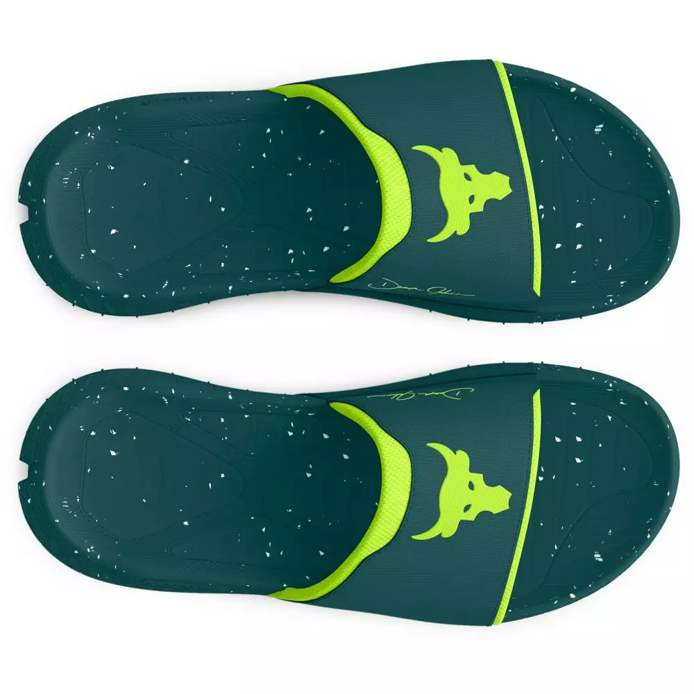 Under Armour Project Rock 3 "Hydro Teal/Hydro Teal/High Vis Yellow" Unisex Slide - TEAL/TEAL/YELLOW
