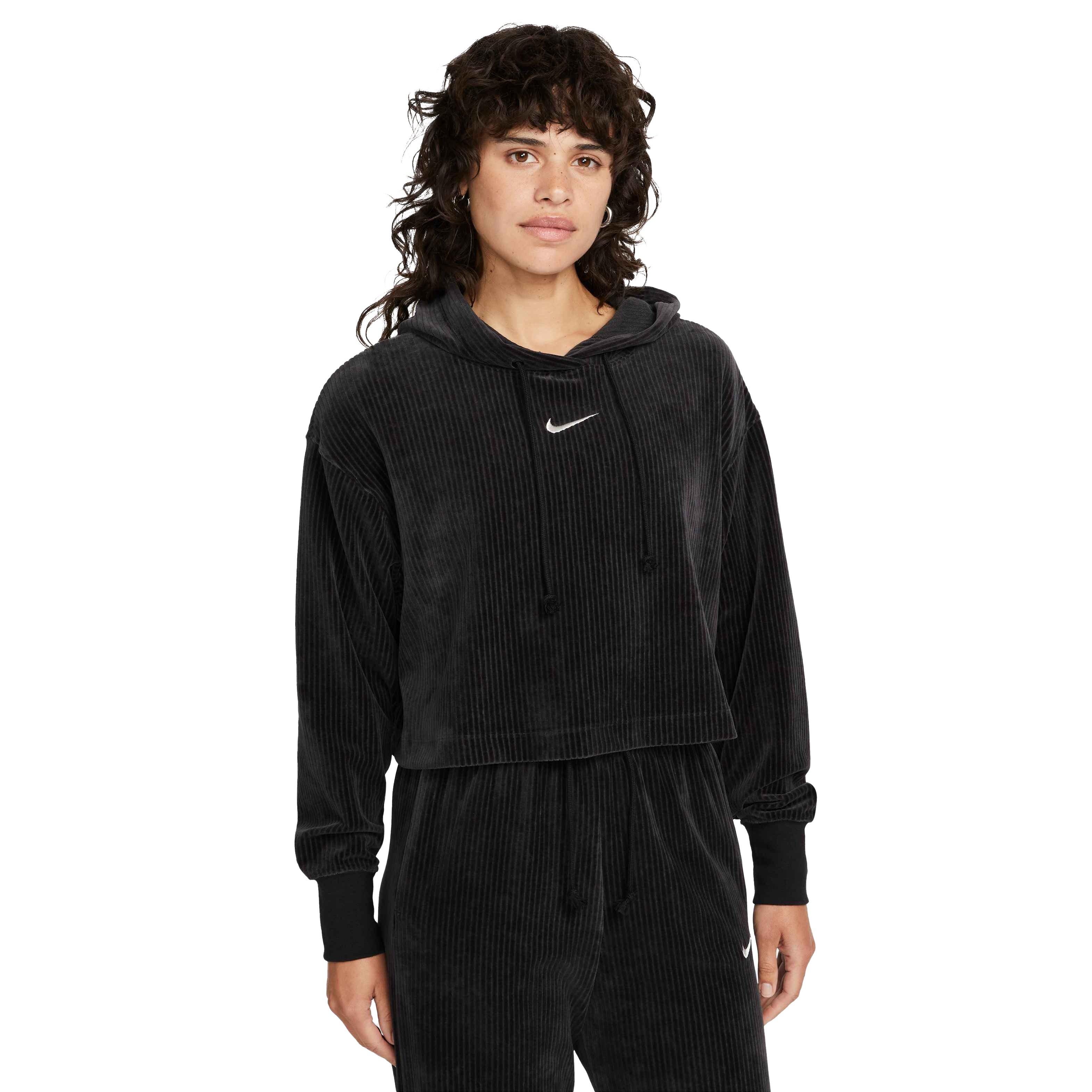 Nike Sportswear Women's Velour Cropped Pullover Hoodie.