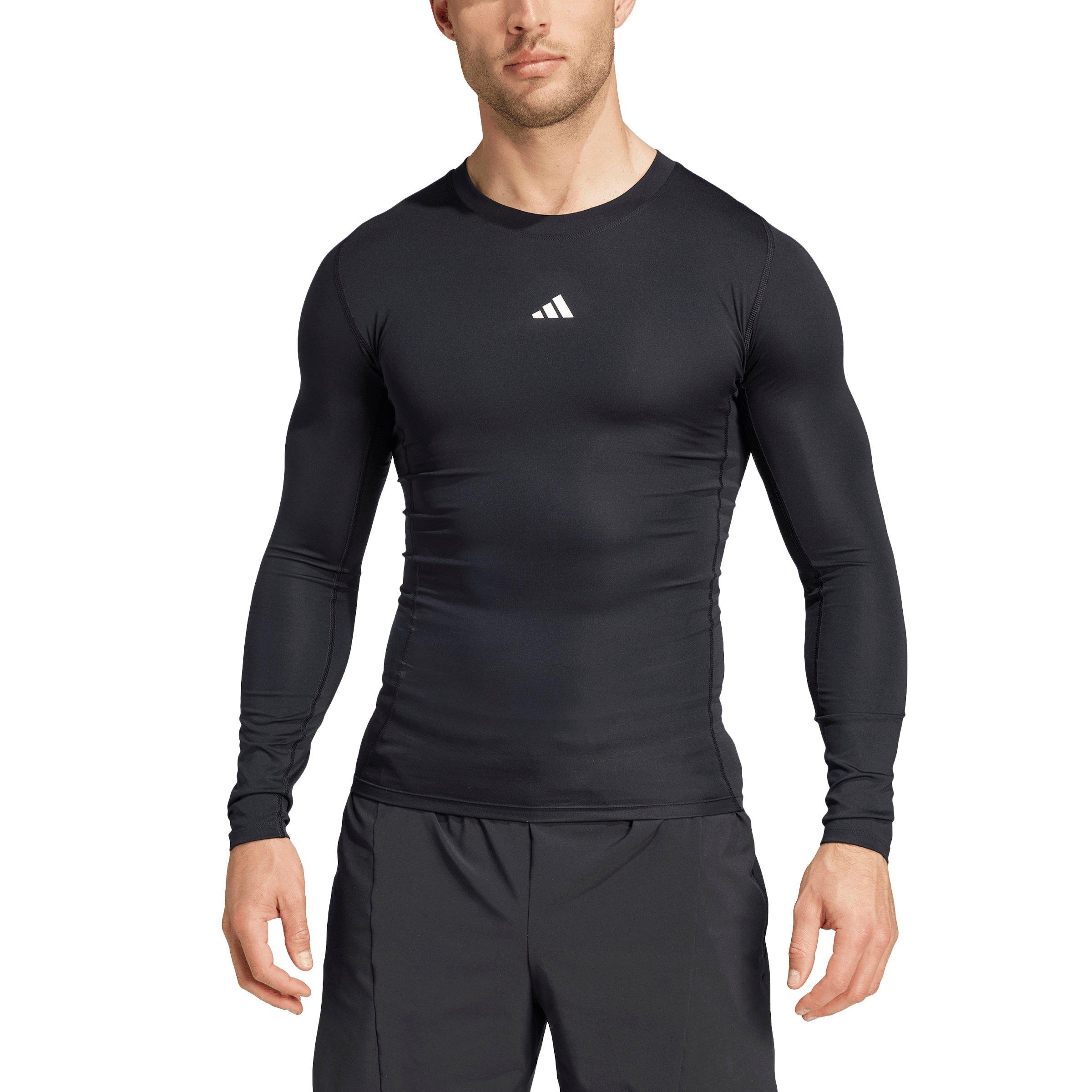 adidas Men's HIIT TECHFIT Compression Training Long Sleeve Tee - Black - BLACK Thumbnail View 1