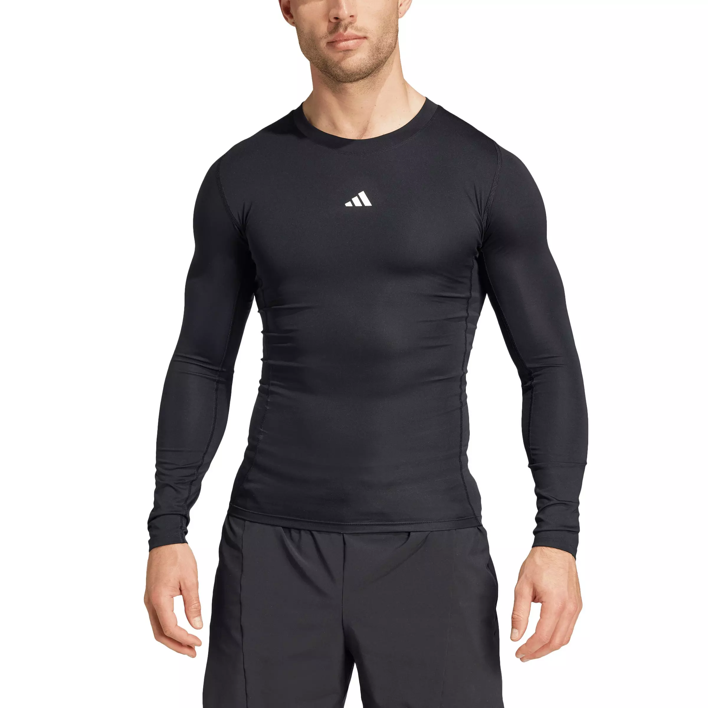 adidas Men's HIIT TECHFIT Compression Training Long Sleeve Tee -Black - BLACK