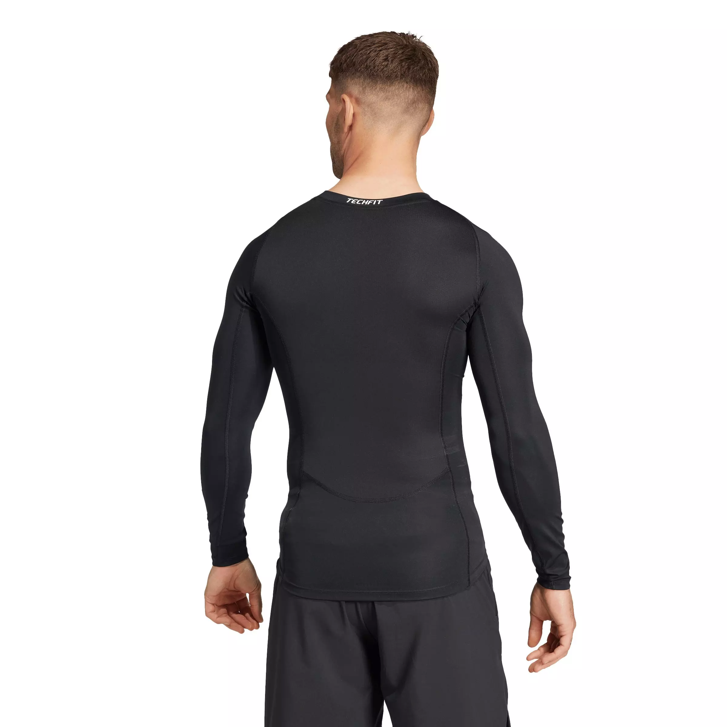 adidas Men's HIIT TECHFIT Compression Training Long Sleeve Tee - Black - BLACK