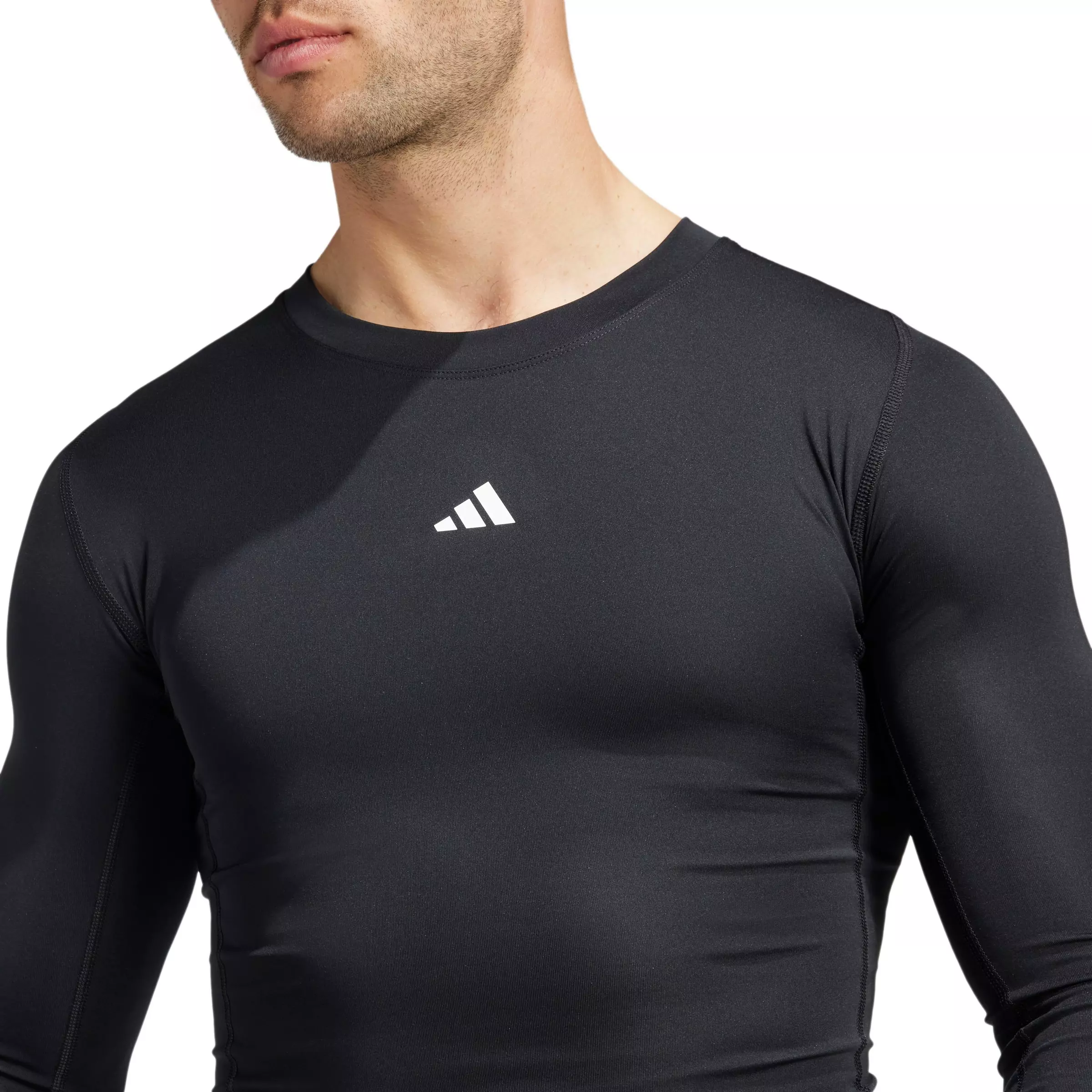 adidas Men's HIIT TECHFIT Compression Training Long Sleeve Tee -Black - BLACK
