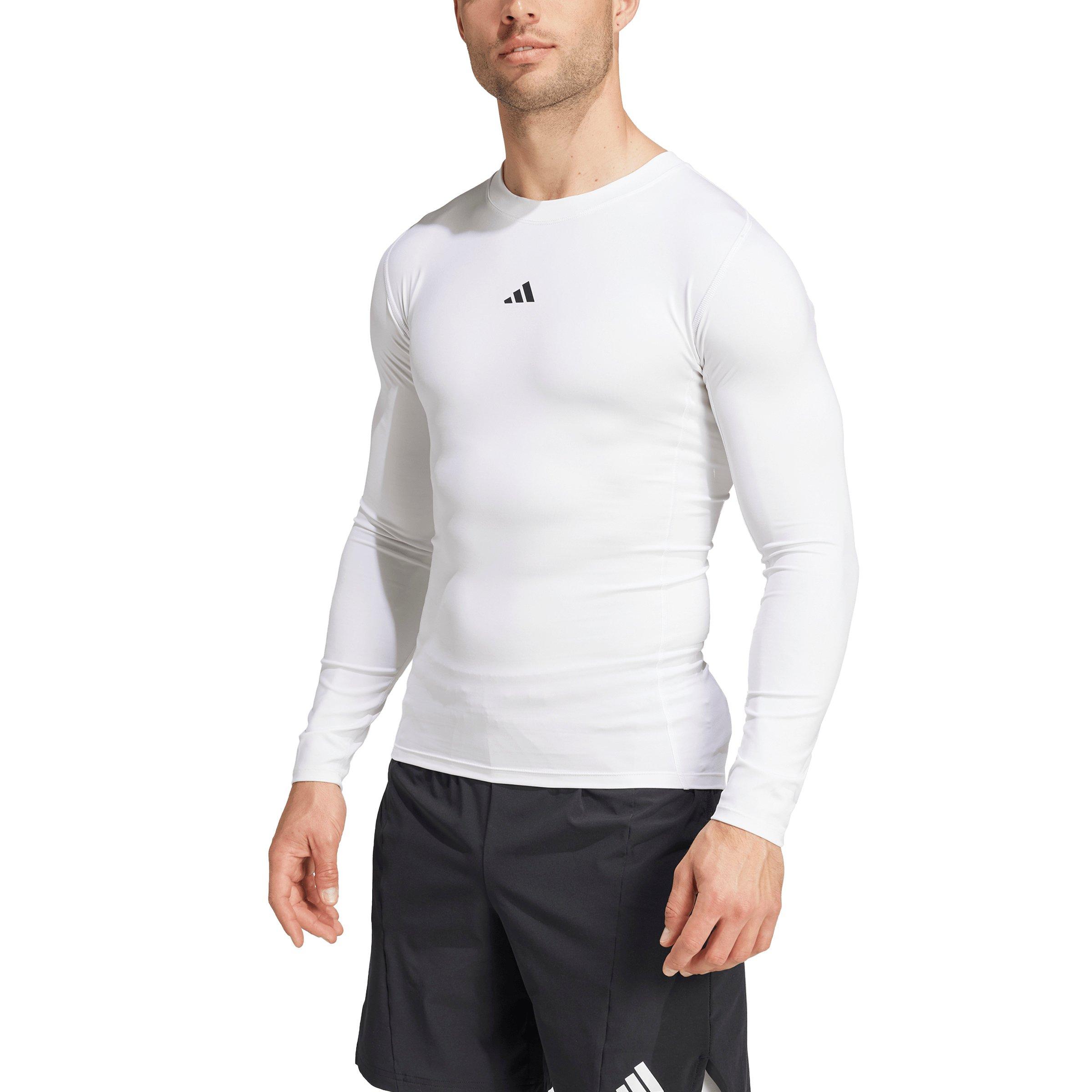 adidas Men's HIIT TECHFIT Compression Training Long Sleeve Tee - White - WHITE Thumbnail View 1
