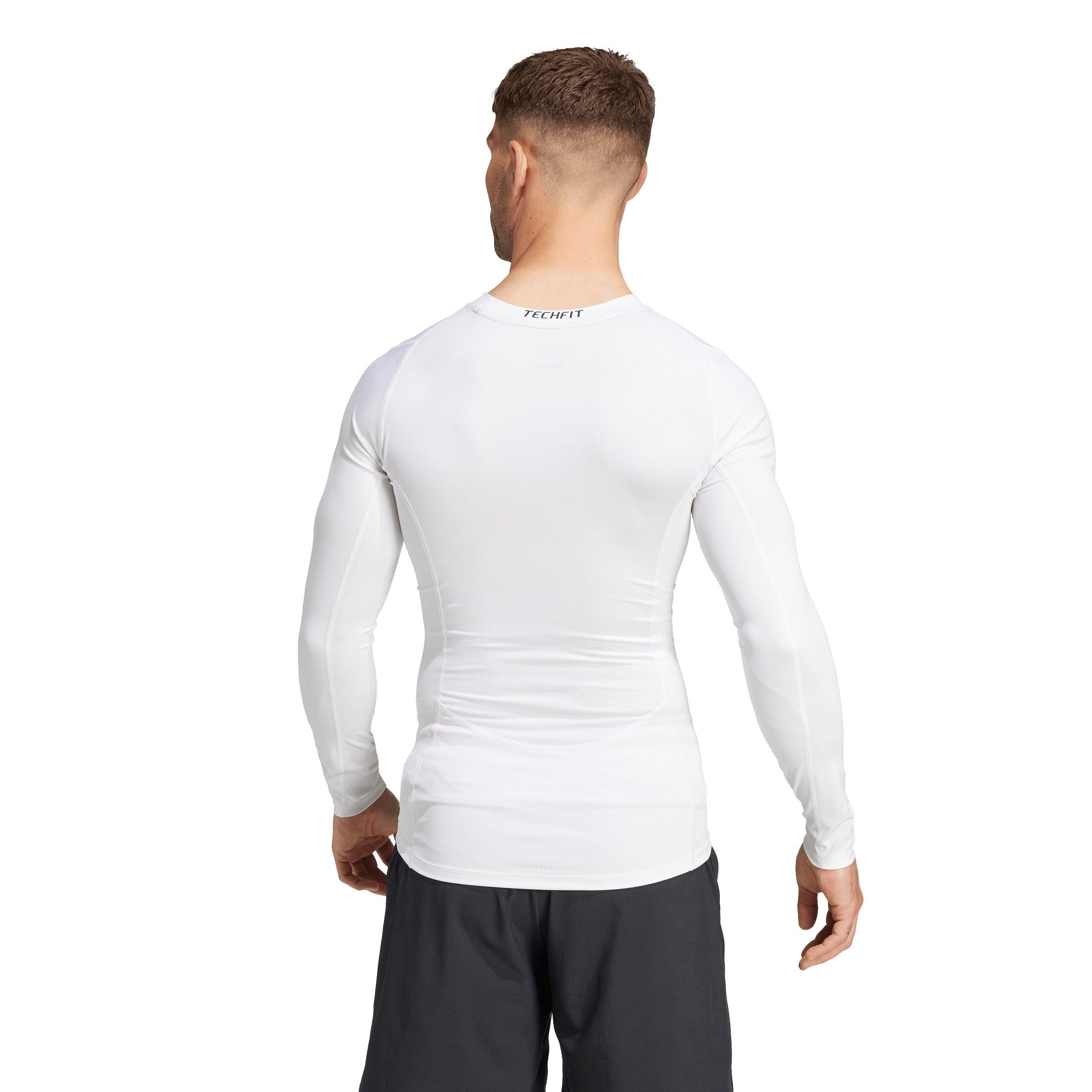 adidas Men's HIIT TECHFIT Compression Training Long Sleeve Tee - White - WHITE Thumbnail View 2