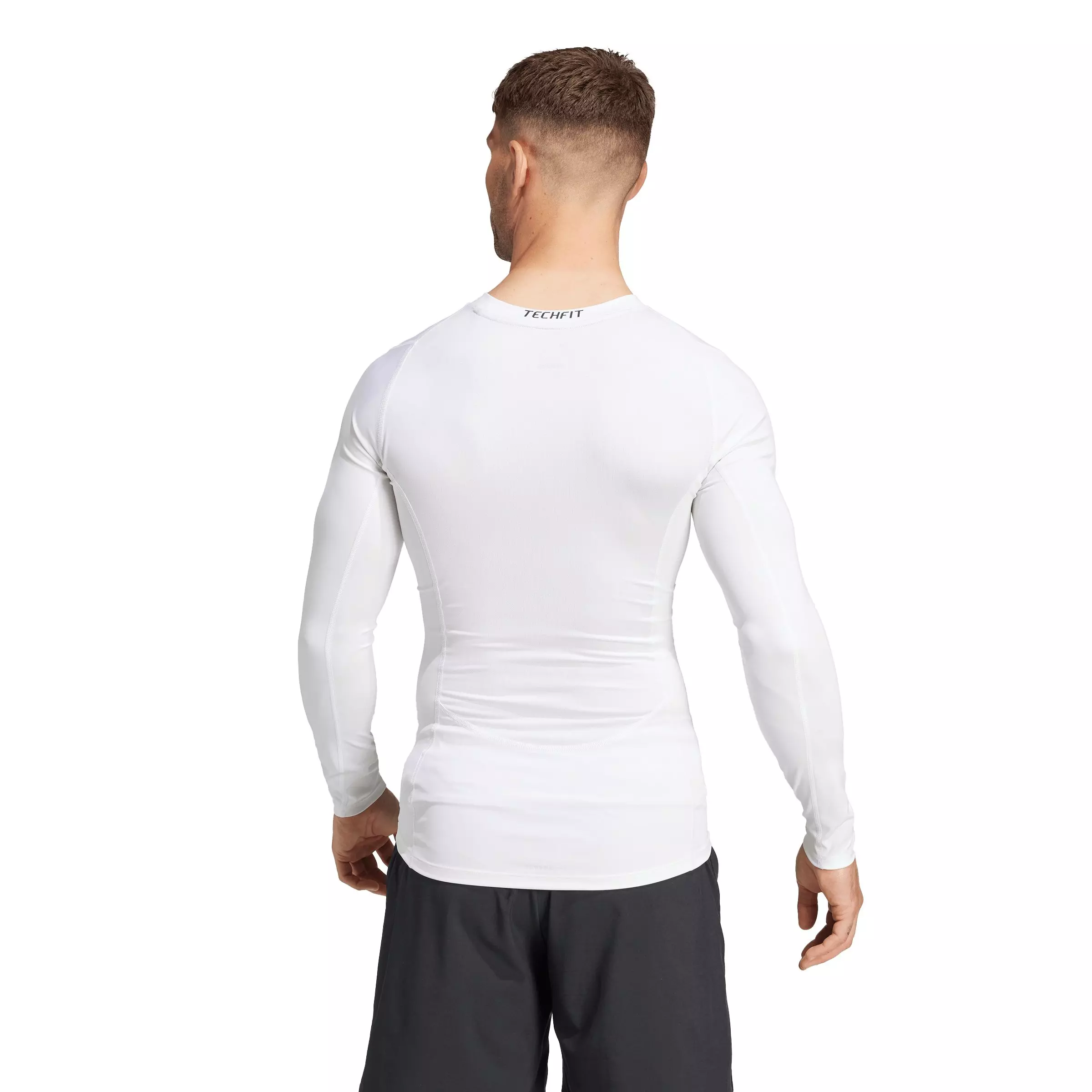 adidas Men's HIIT TECHFIT Compression Training Long Sleeve Tee - White - WHITE