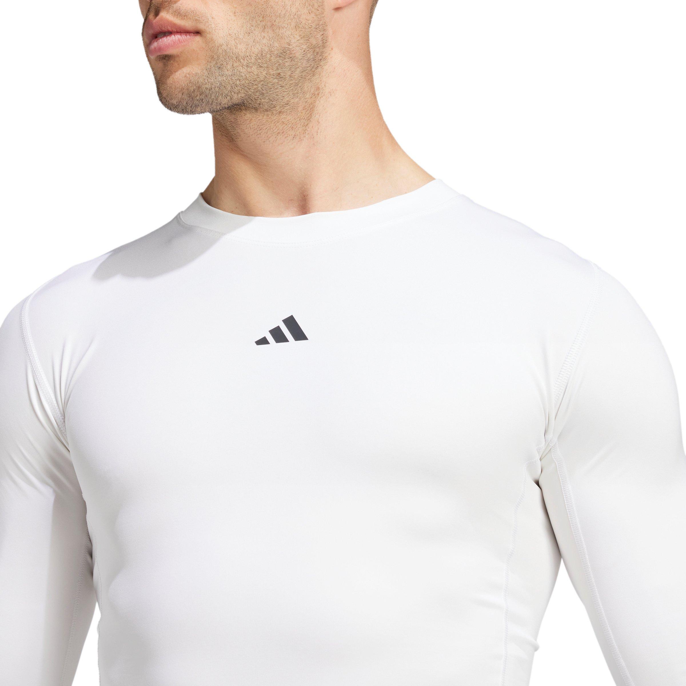 adidas Men's HIIT TECHFIT Compression Training Long Sleeve Tee - White - WHITE Thumbnail View 4