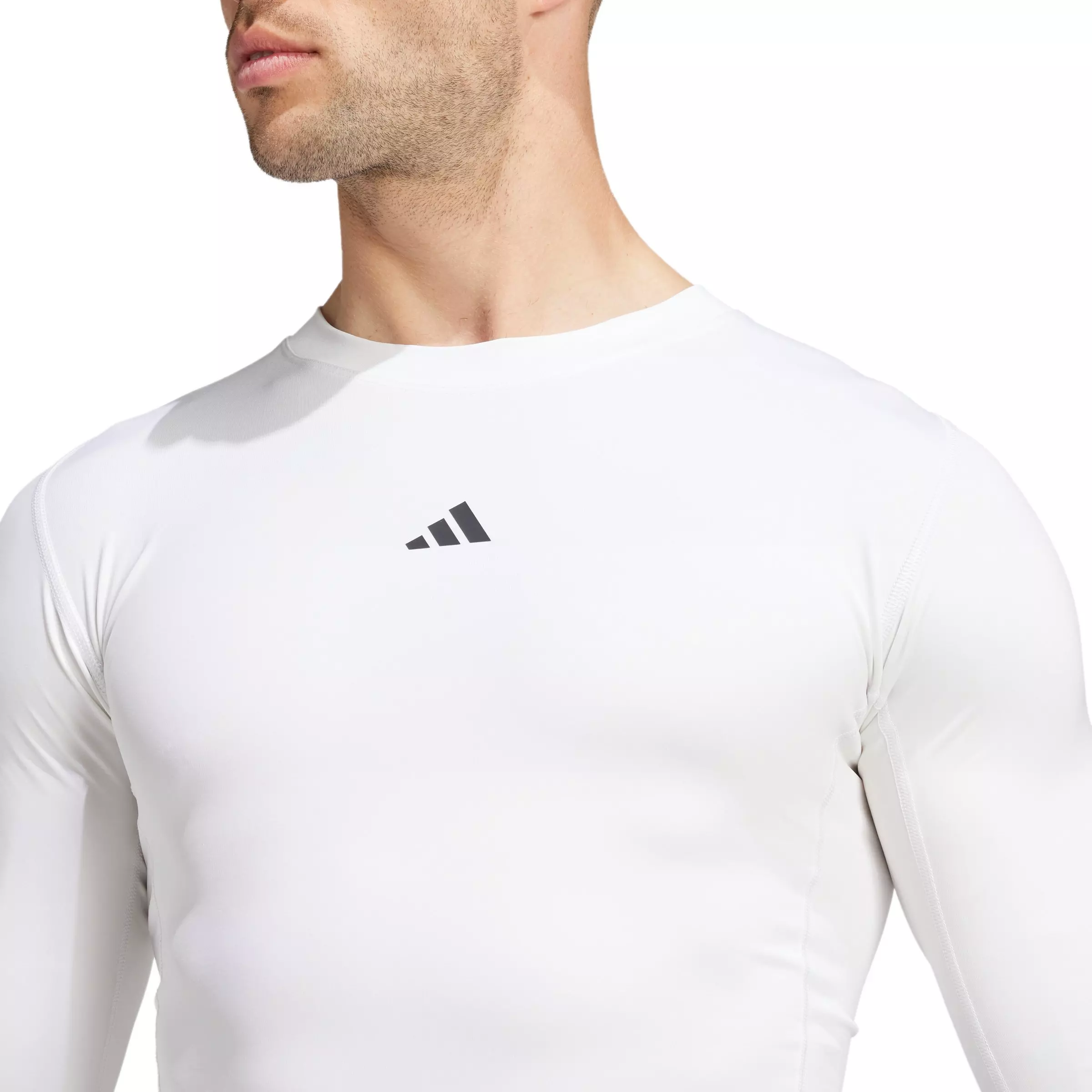 adidas Men's HIIT TECHFIT Compression Training Long Sleeve Tee -White - WHITE