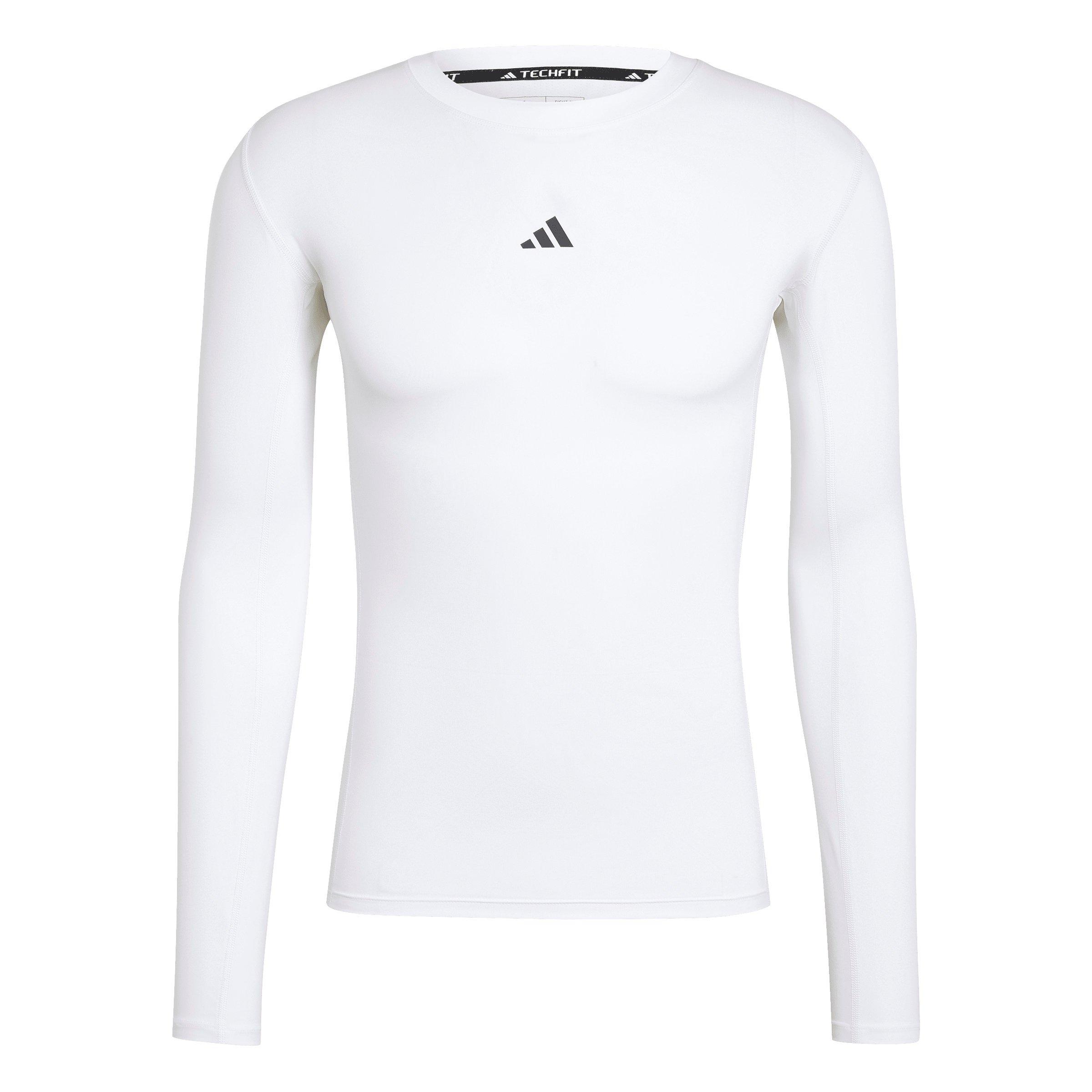 adidas Men's HIIT TECHFIT Compression Training Long Sleeve Tee - White - WHITE Thumbnail View 6