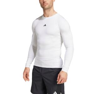 adidas Men's HIIT TECHFIT Compression Training Long Sleeve Tee -White