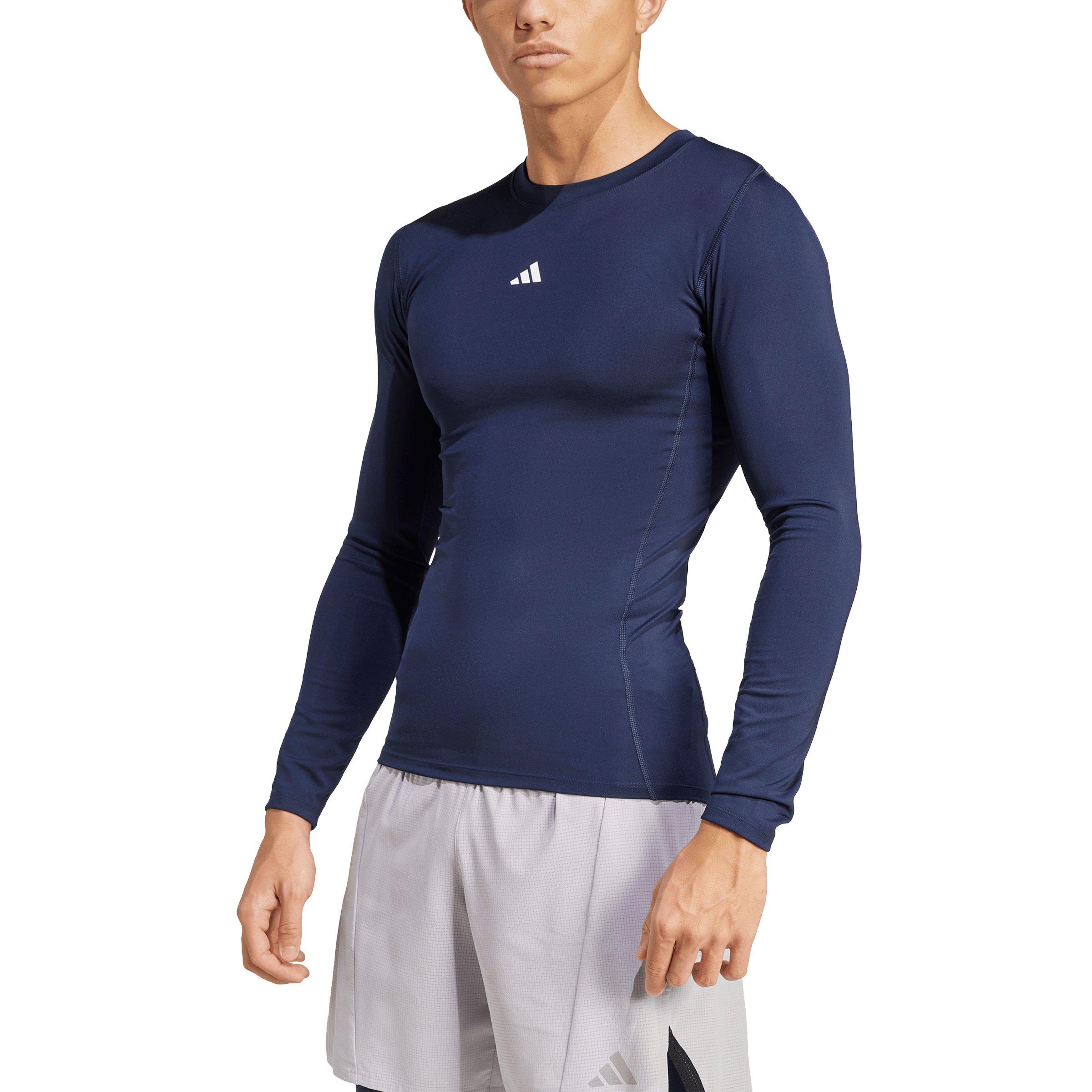 adidas Men's HIIT TECHFIT Compression Training Long Sleeve Tee - Dark Blue - DK BLUE Thumbnail View 1