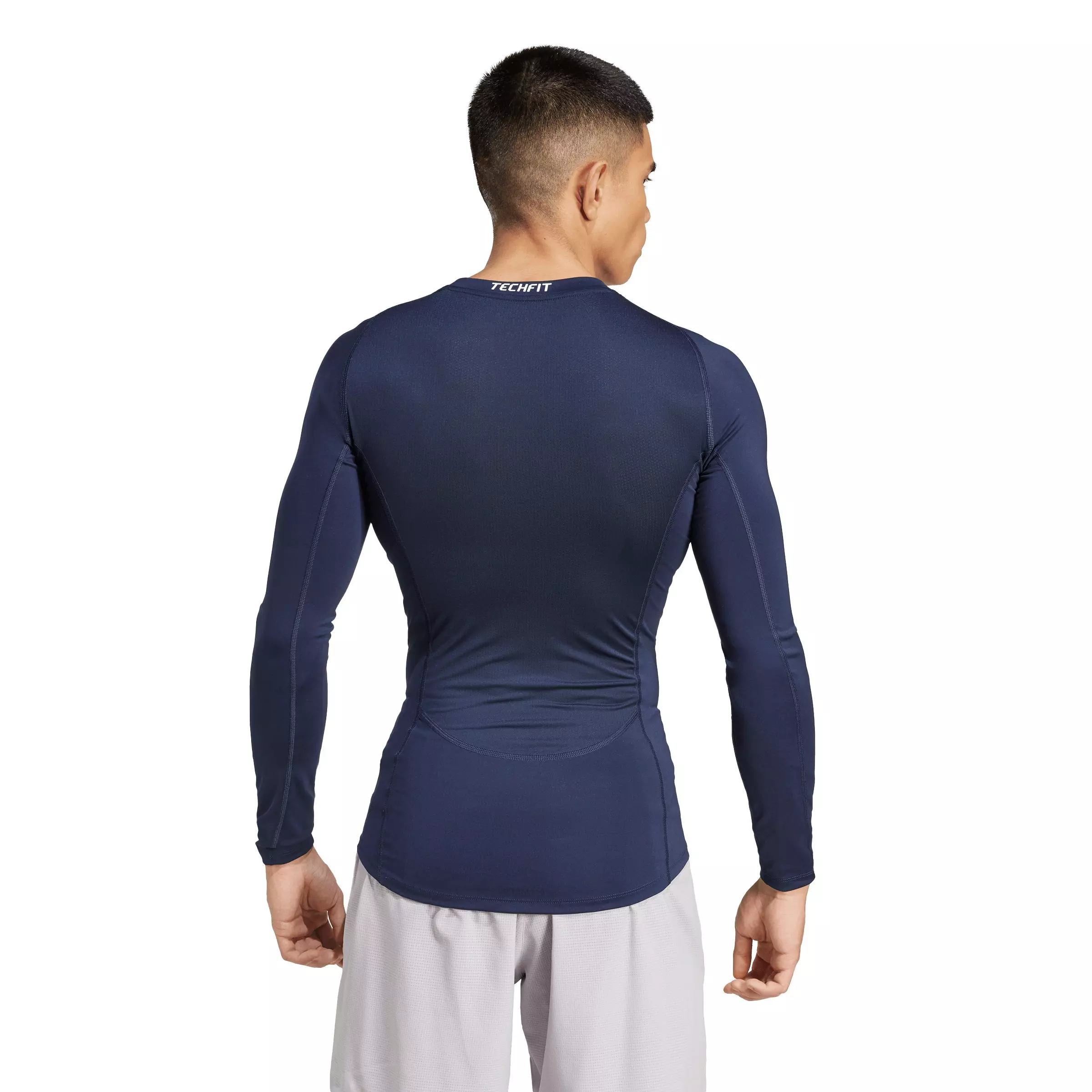 adidas Men's HIIT TECHFIT Compression Training Long Sleeve Tee - Dark Blue - DK BLUE