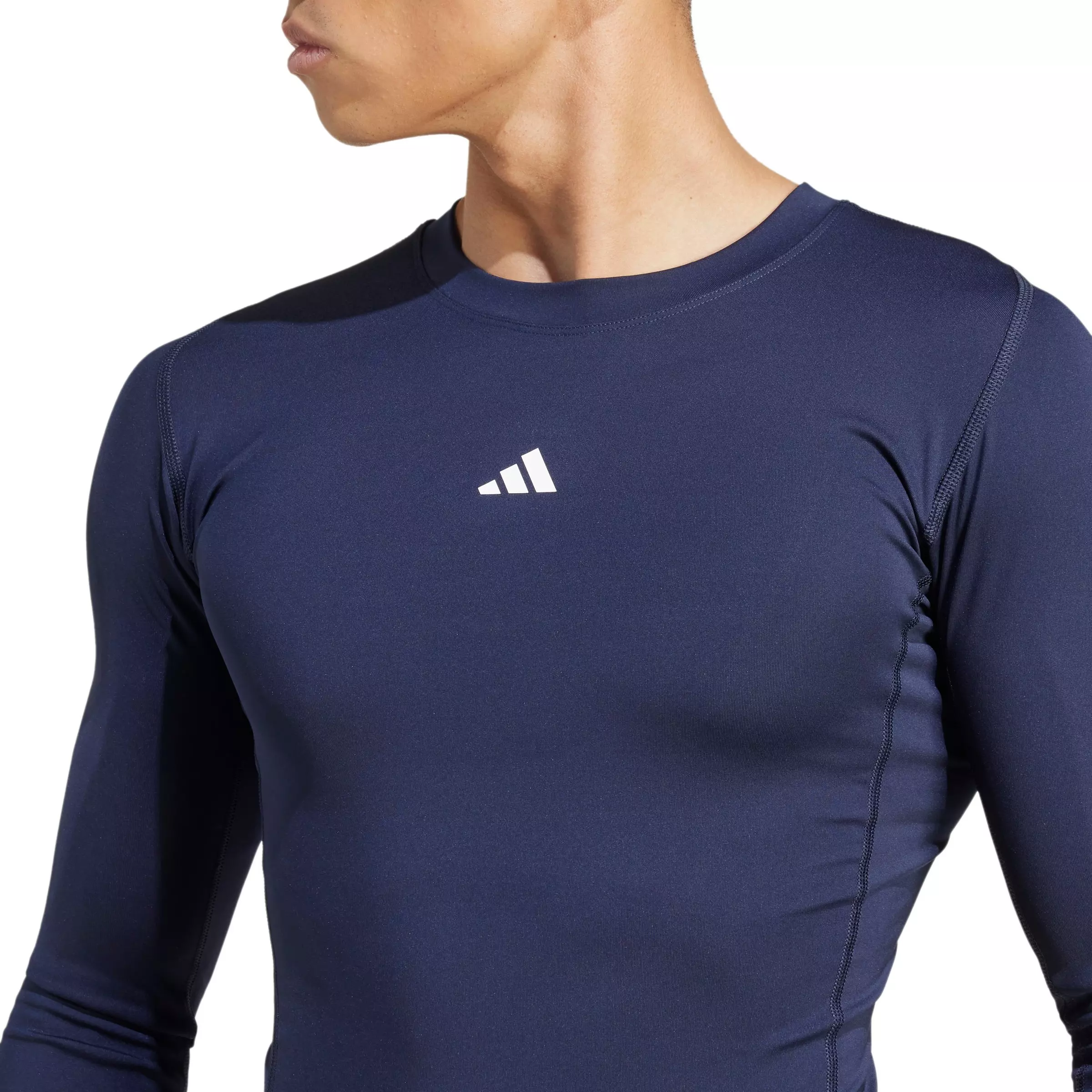 adidas Men's HIIT TECHFIT Compression Training Long Sleeve Tee - Dark Blue - DK BLUE