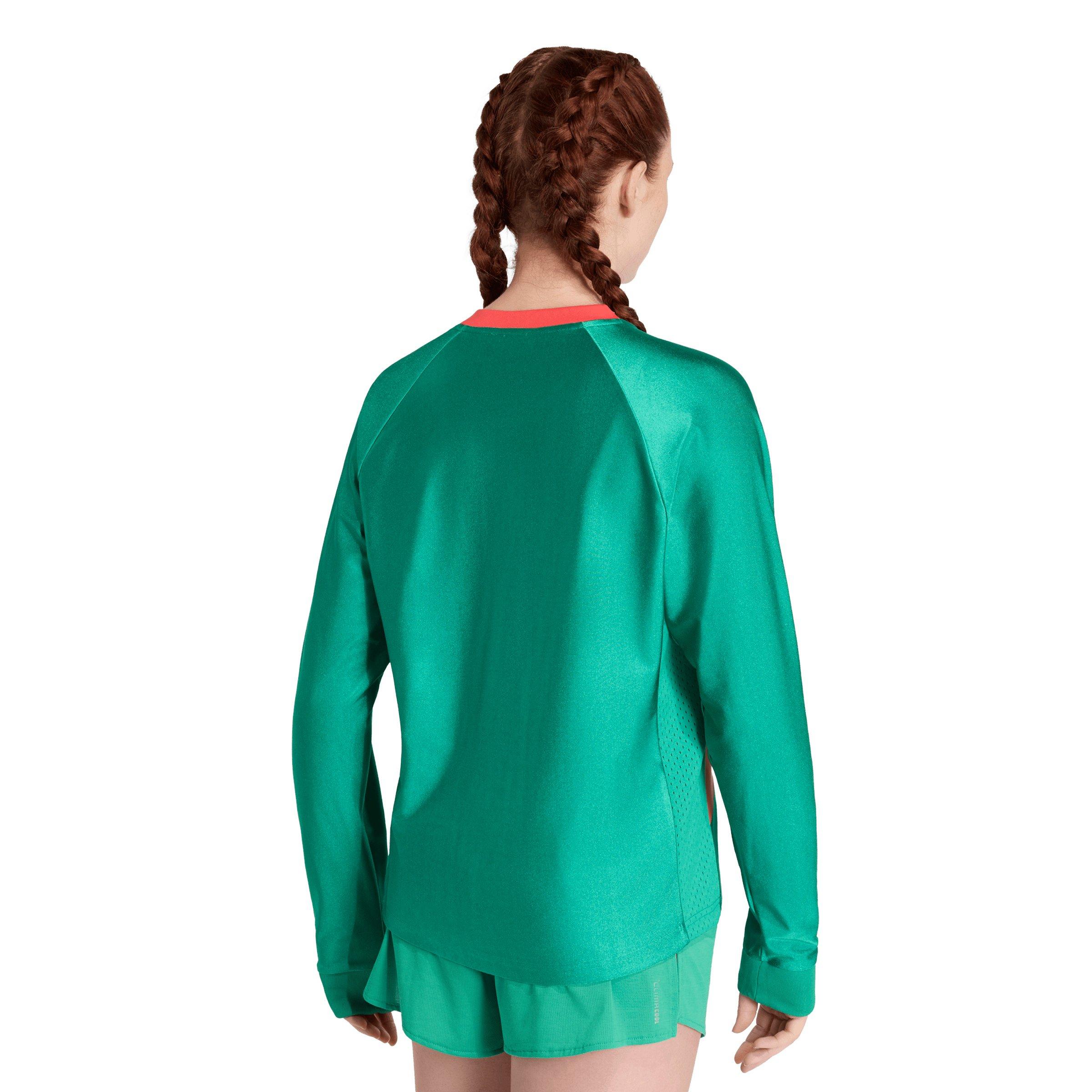 adidas Adult Running All Time Classics Long-Sleeve Tee - Green/Red - GREEN/RED Thumbnail View 2