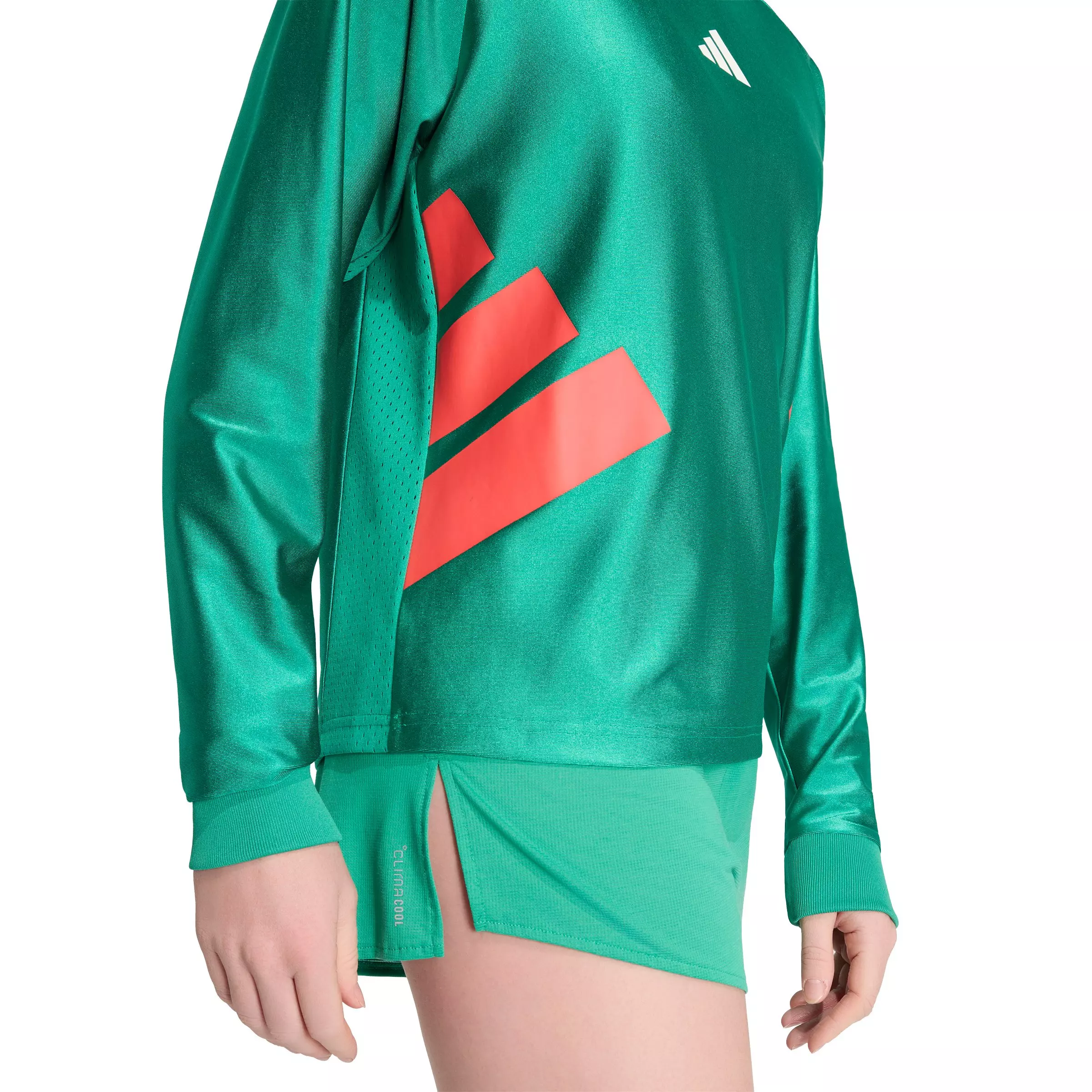 adidas Adult Running All Time Classics Long-Sleeve Tee -Green/Red - GREEN/RED