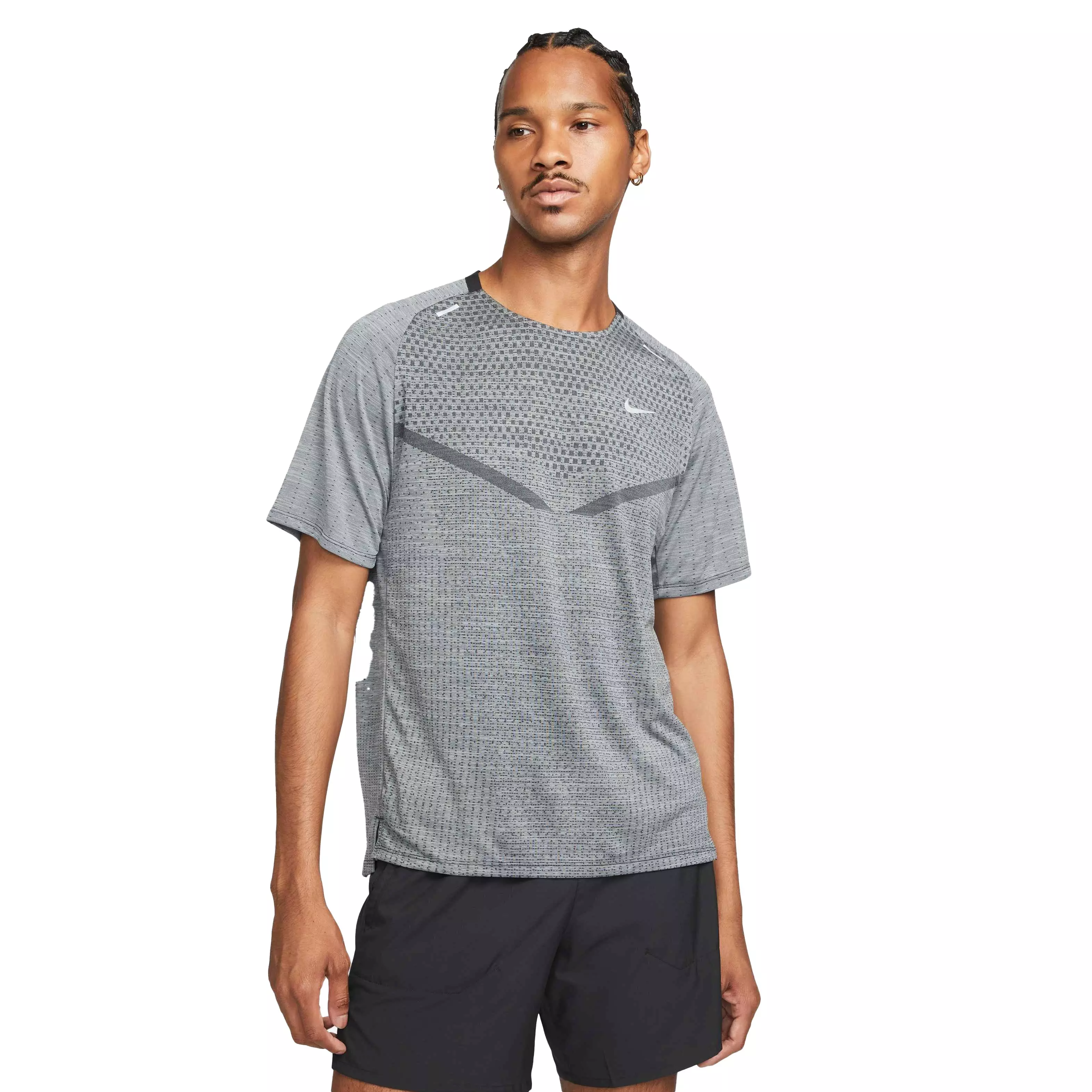 Nike Men's Dri-FIT Techknit Ultra Short-Sleeve Running Top - BLACK/GREY