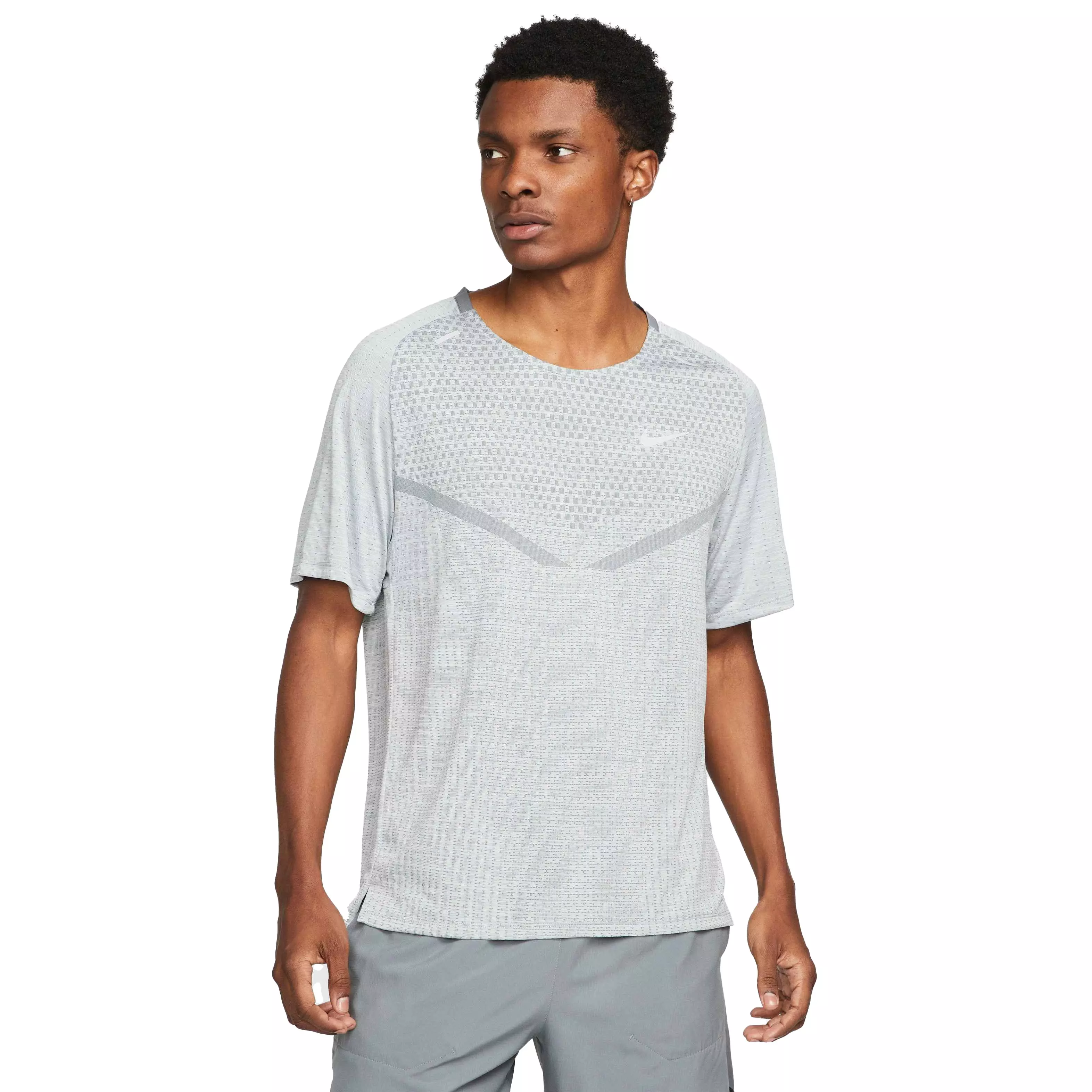Nike Men's Dri-FIT Techknit Ultra Short-Sleeve Running Top - GREY