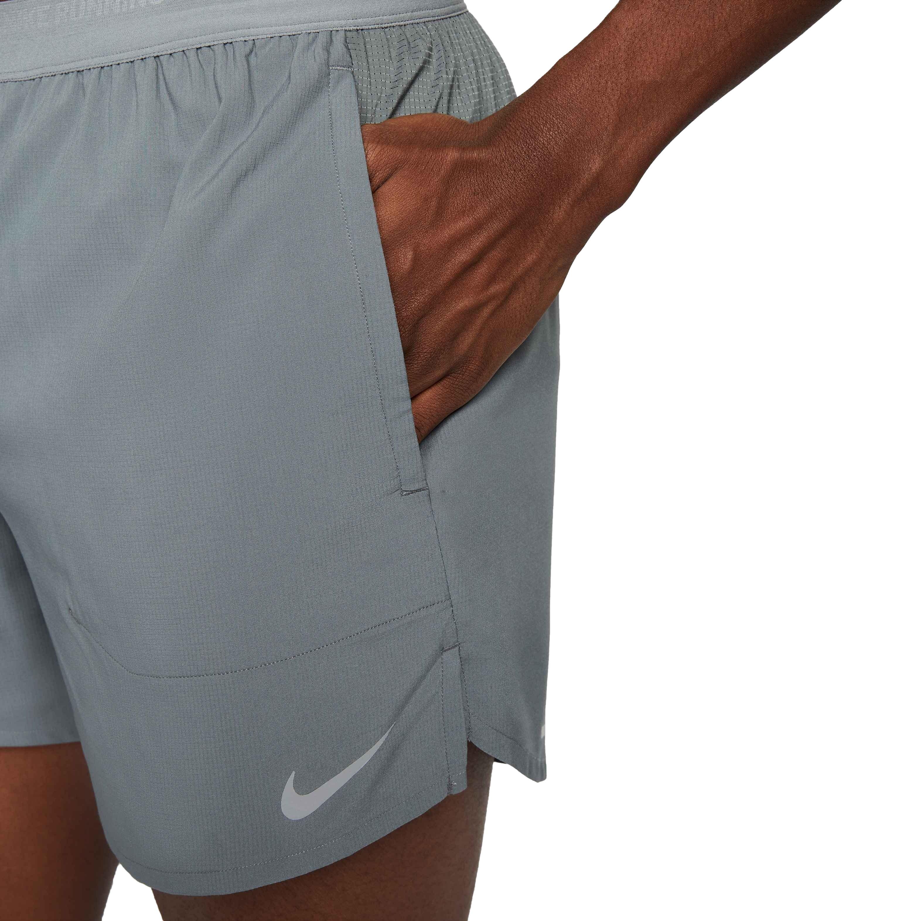 Nike Men's Dri-FIT Stride 5" Brief-Lined Running Shorts - GREY Thumbnail View 4