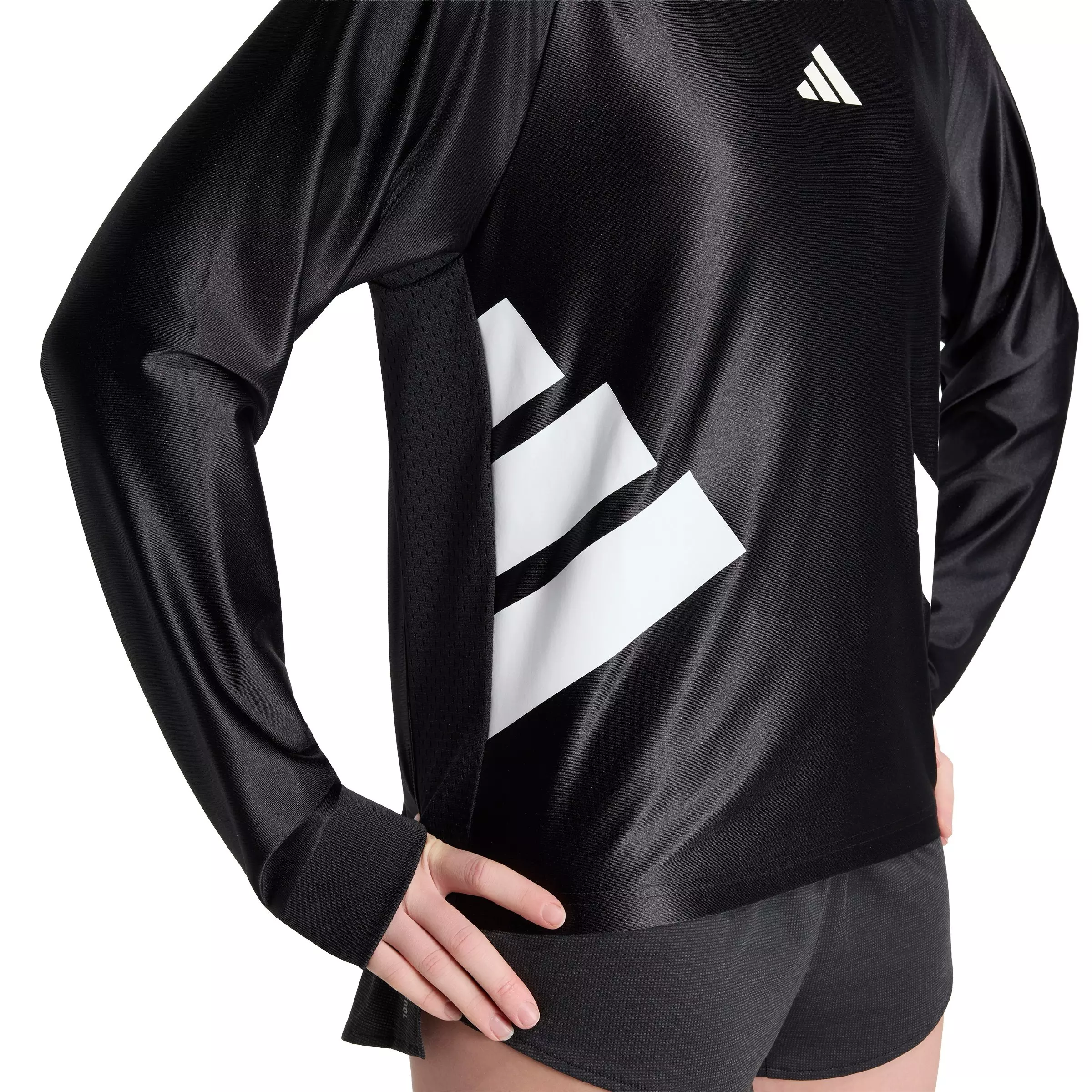 adidas Adult Running All Time Classics Long-Sleeve Tee - Black/White - BLACK/WHITE