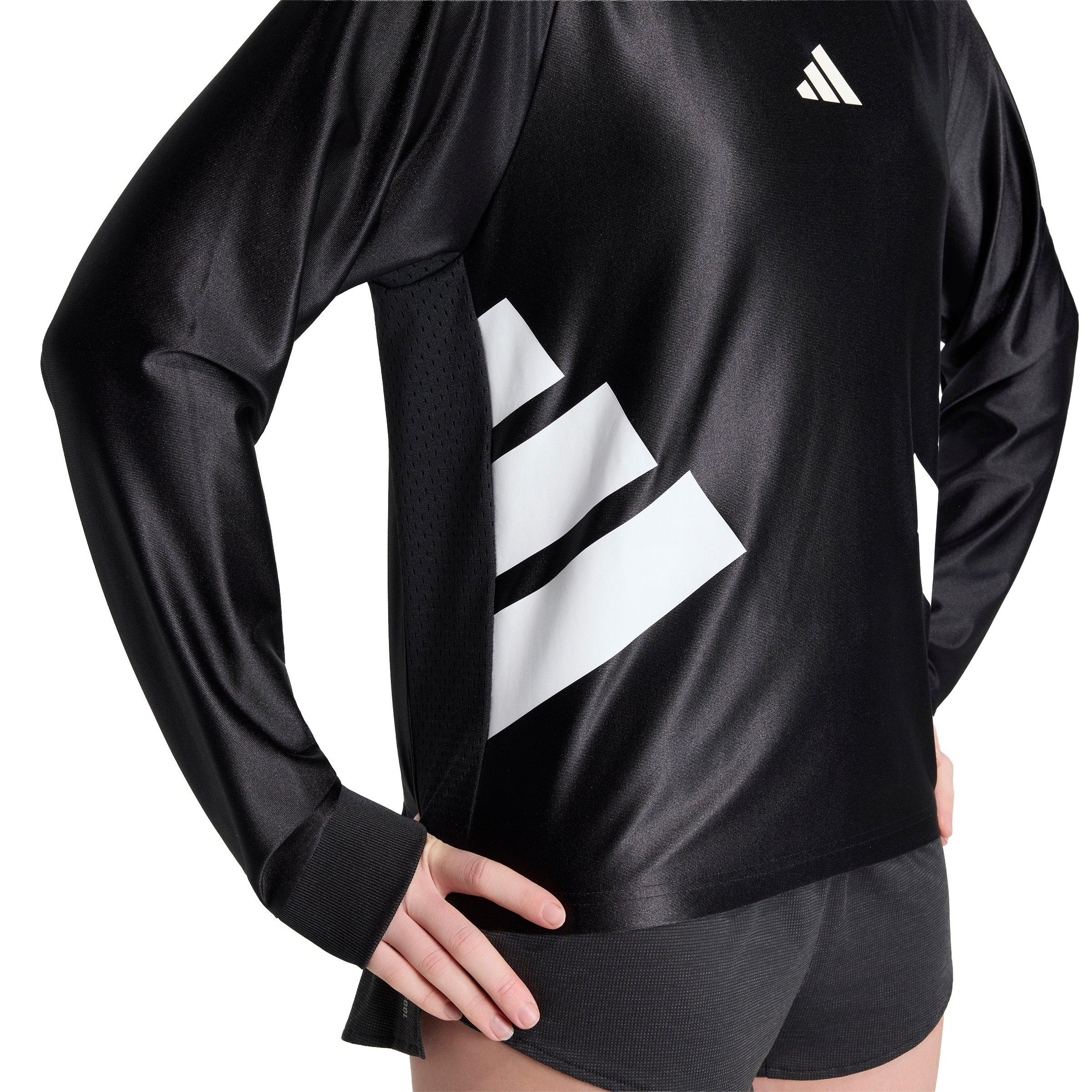 adidas Adult Running All Time Classics Long-Sleeve Tee -Black/White - BLACK/WHITE Thumbnail View 3