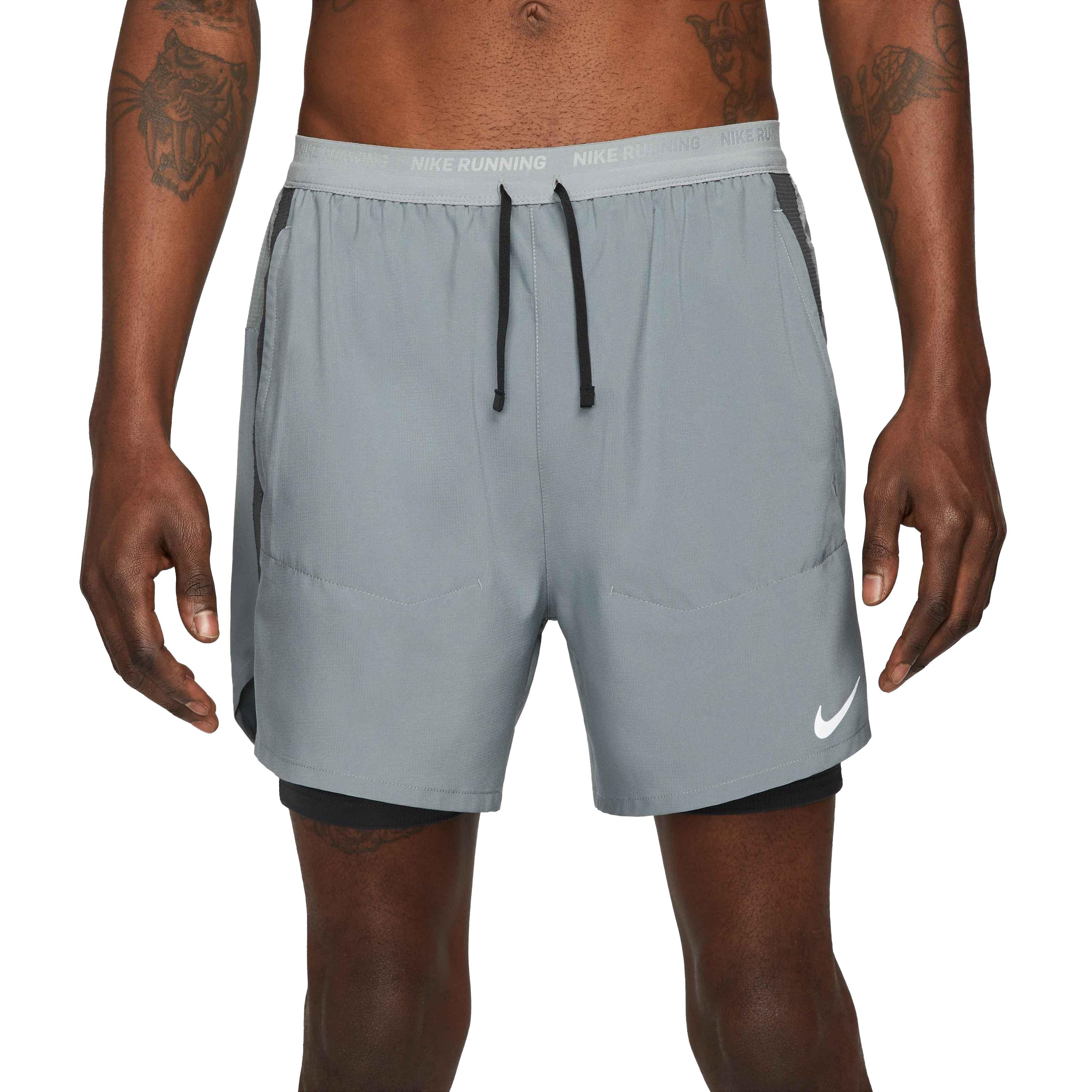 Nike Men's Dri-FIT Stride 5" 2-in-1 Running Shorts - GREY Thumbnail View 1