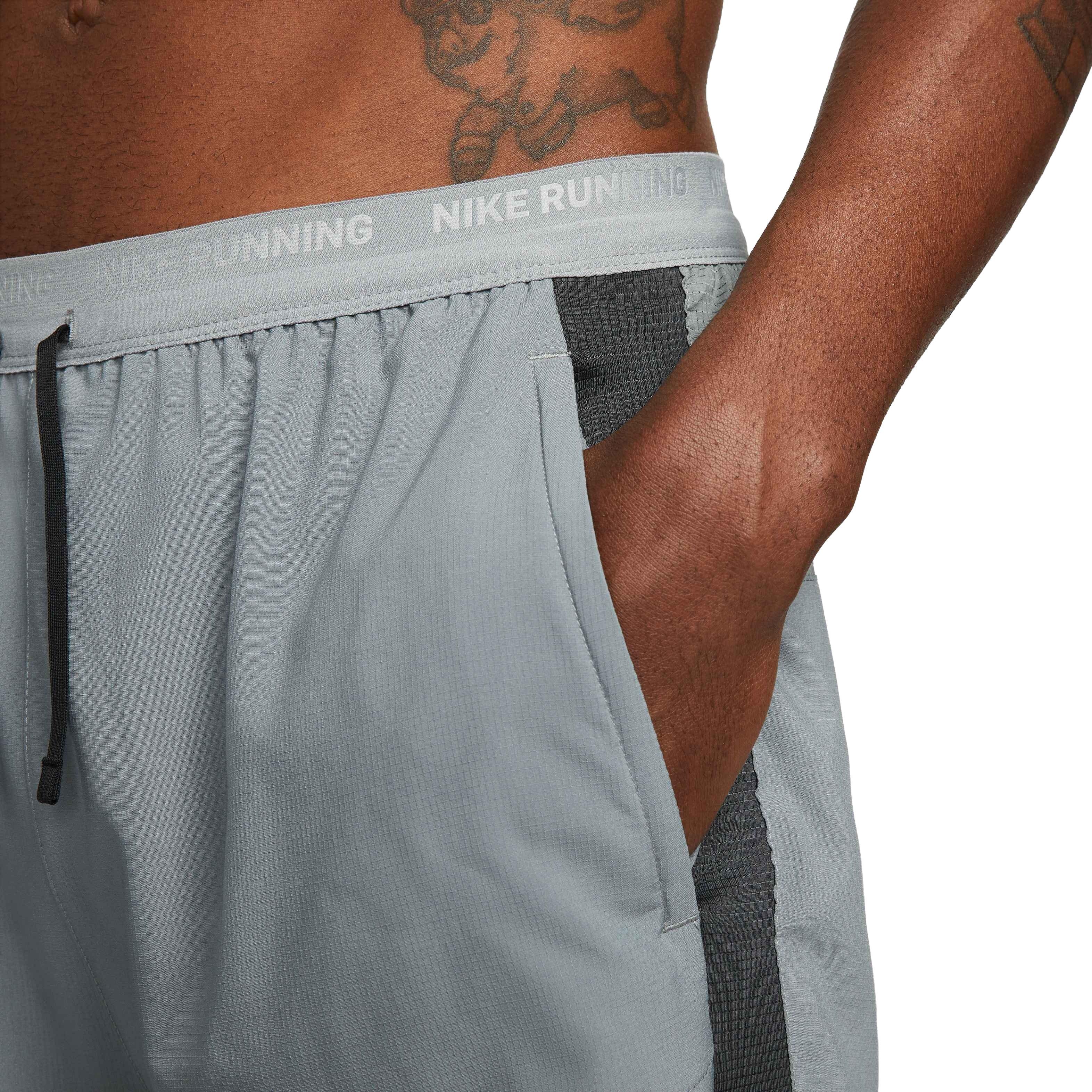 Nike Men's Dri-FIT Stride 5" 2-in-1 Running Shorts - GREY Thumbnail View 4