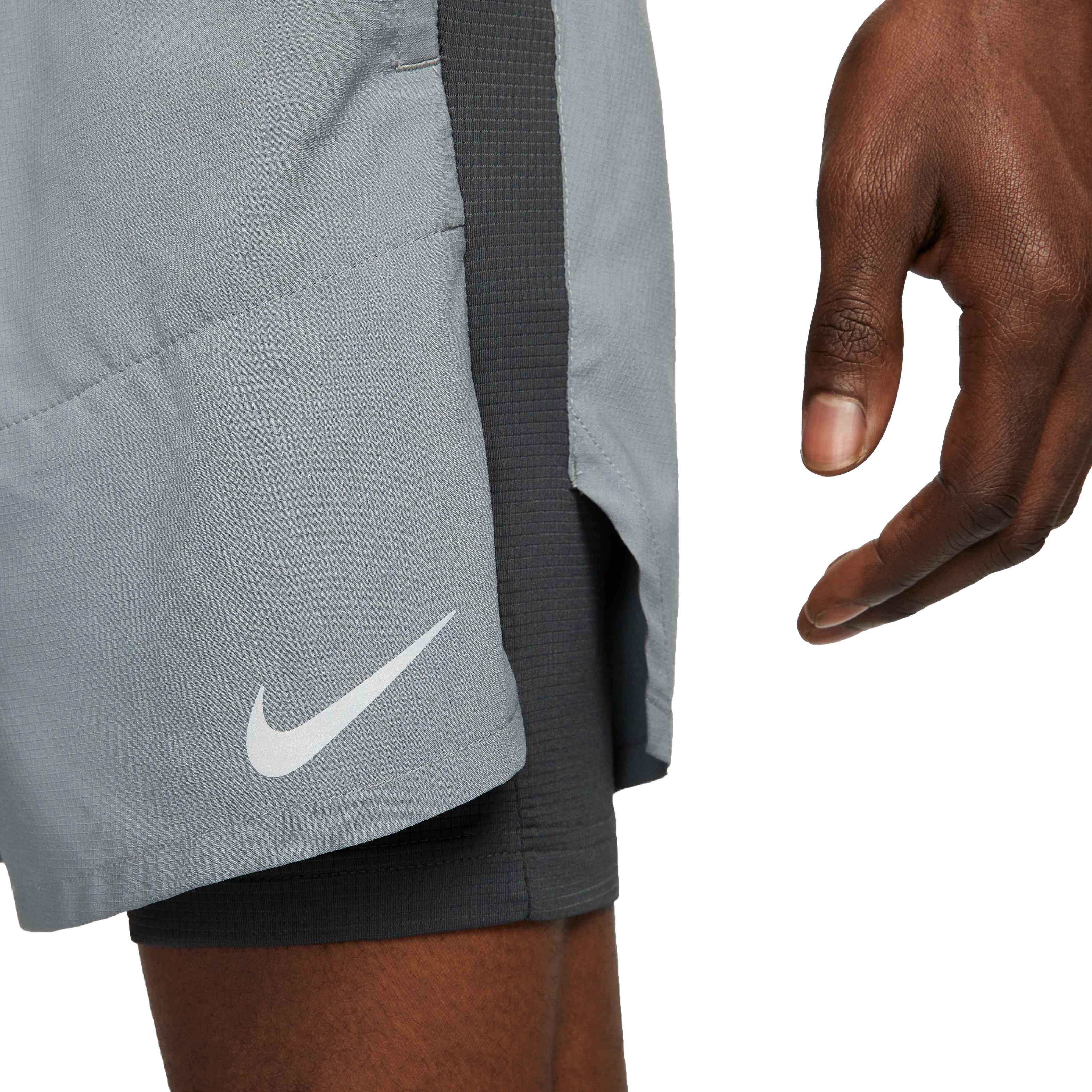 Nike Men's Dri-FIT Stride 5" 2-in-1 Running Shorts - GREY Thumbnail View 5