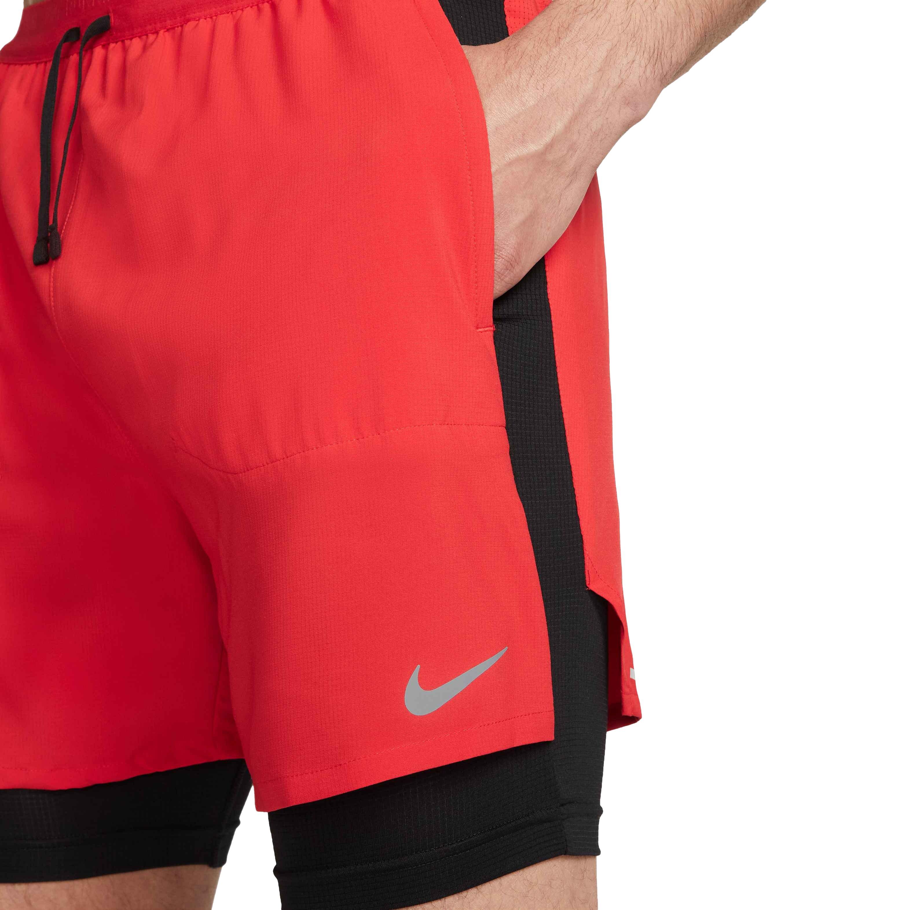 Nike Men's Dri-FIT Stride 5" 2-in-1 Running Shorts - RED Thumbnail View 4